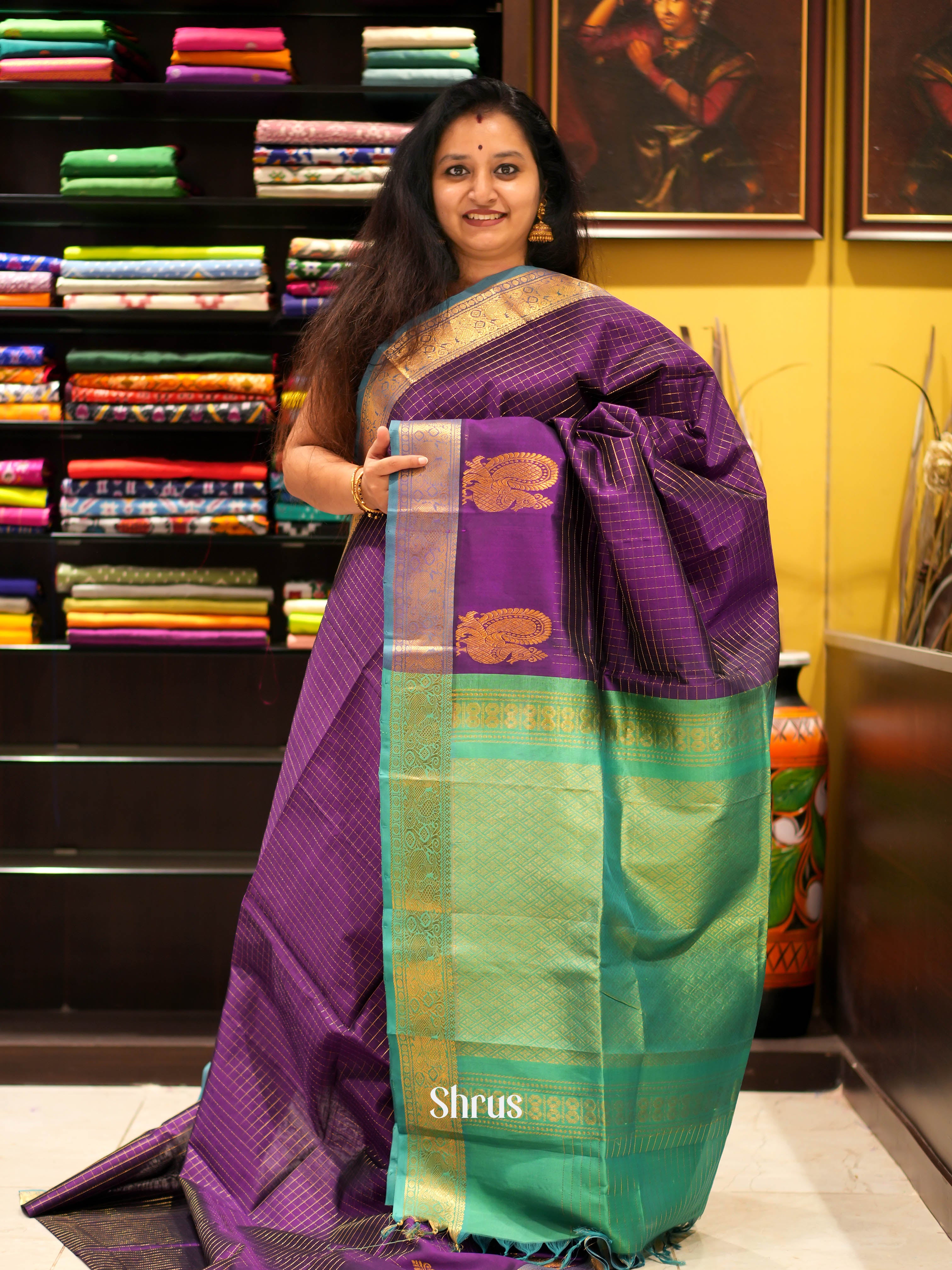 CHS03128 - Silk Cotton Saree - Shop on ShrusEternity.com