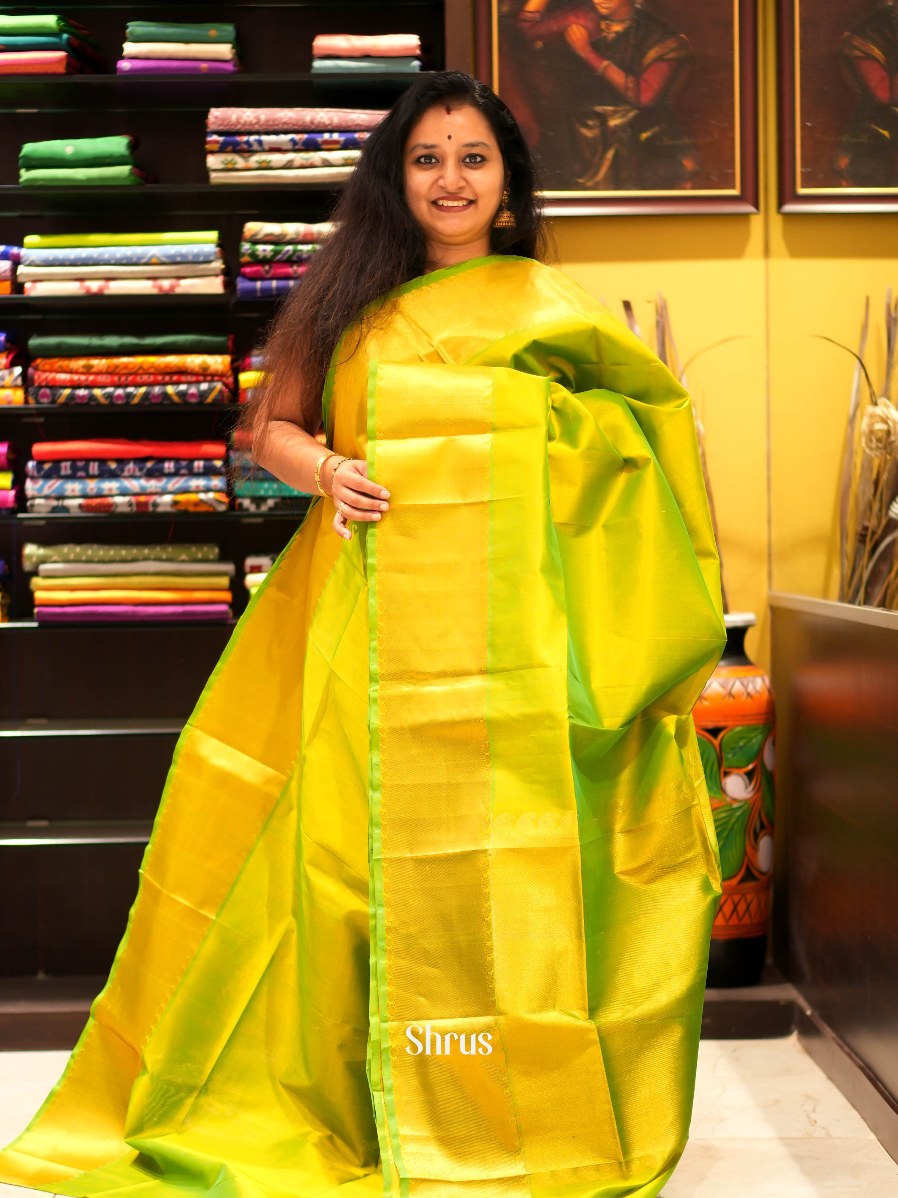 Green(Single Tone) - Silk Cotton Saree - Shop on ShrusEternity.com
