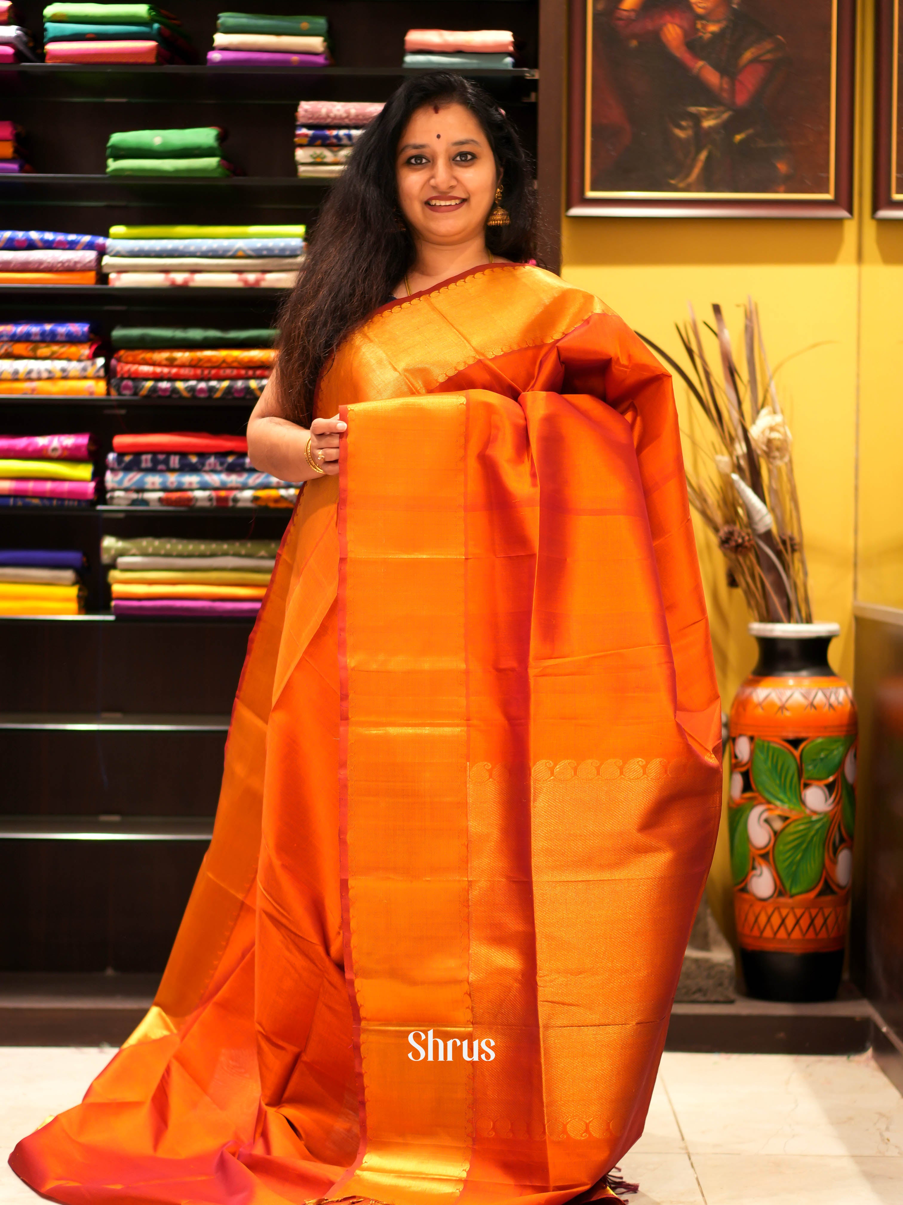 Brick (Single Tone) - Silk Cotton Saree - Shop on ShrusEternity.com