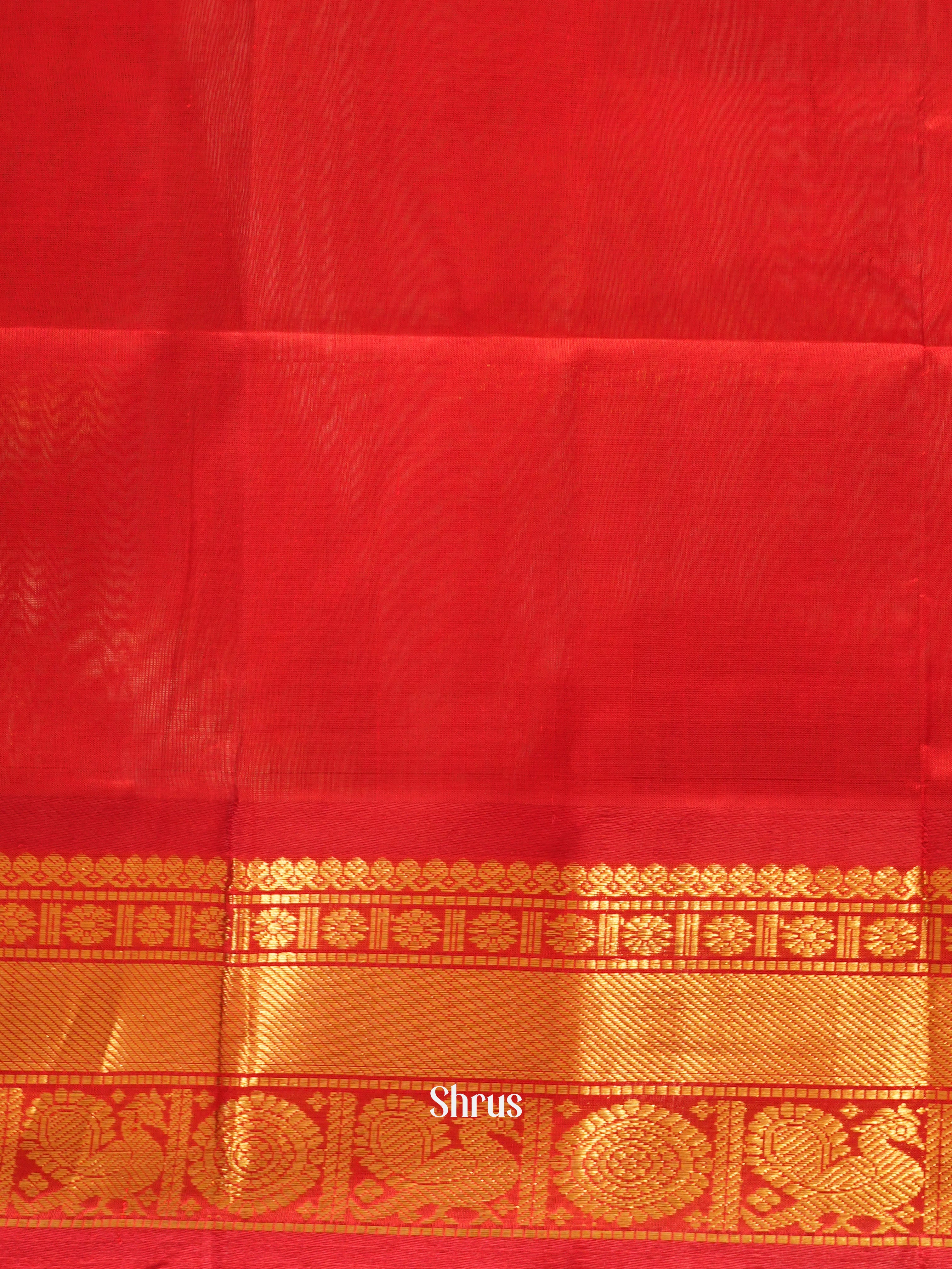 Green & Red - Silk Cotton Saree - Shop on ShrusEternity.com