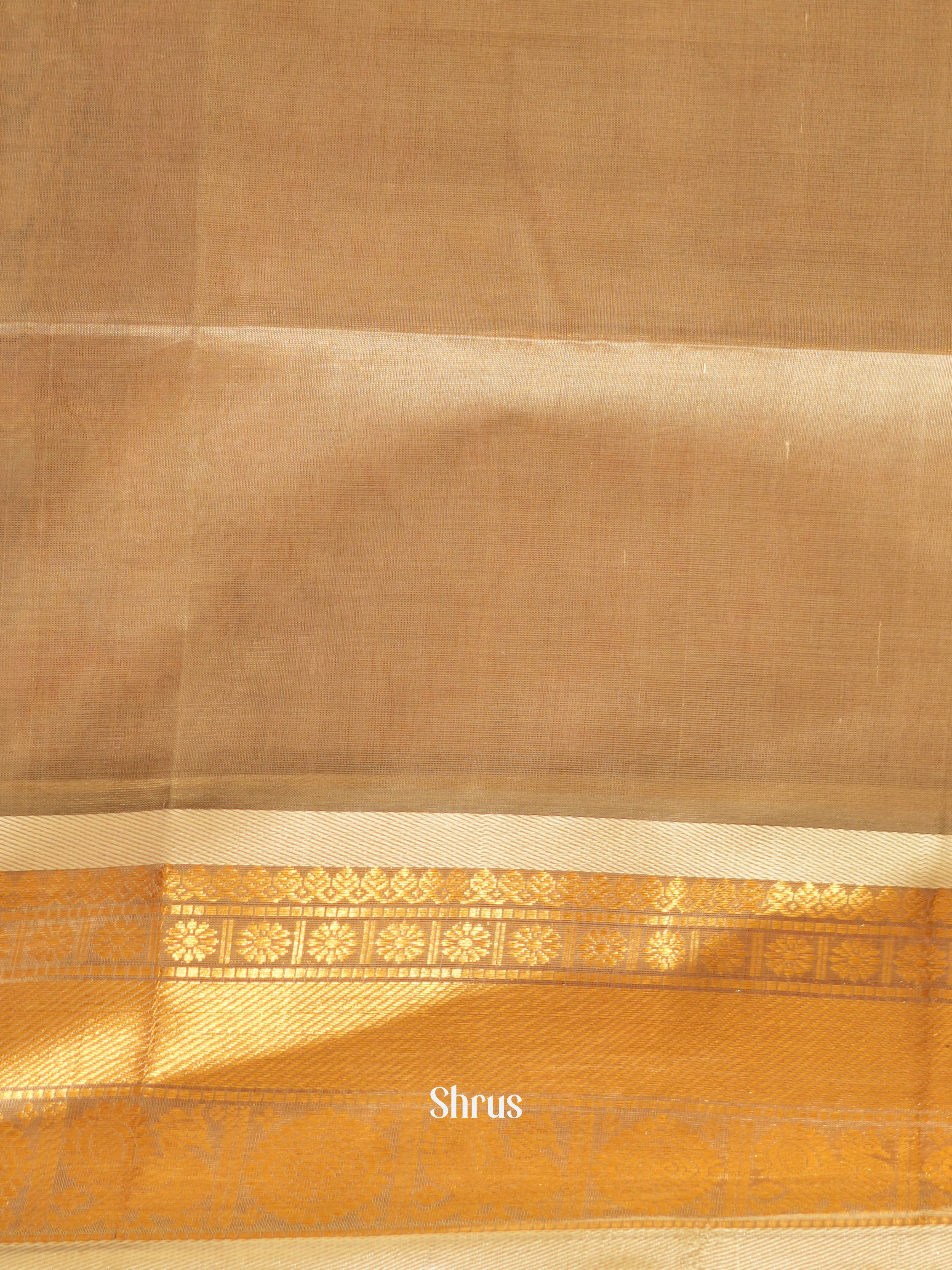 Brown & Cream - Silk Cotton Saree - Shop on ShrusEternity.com