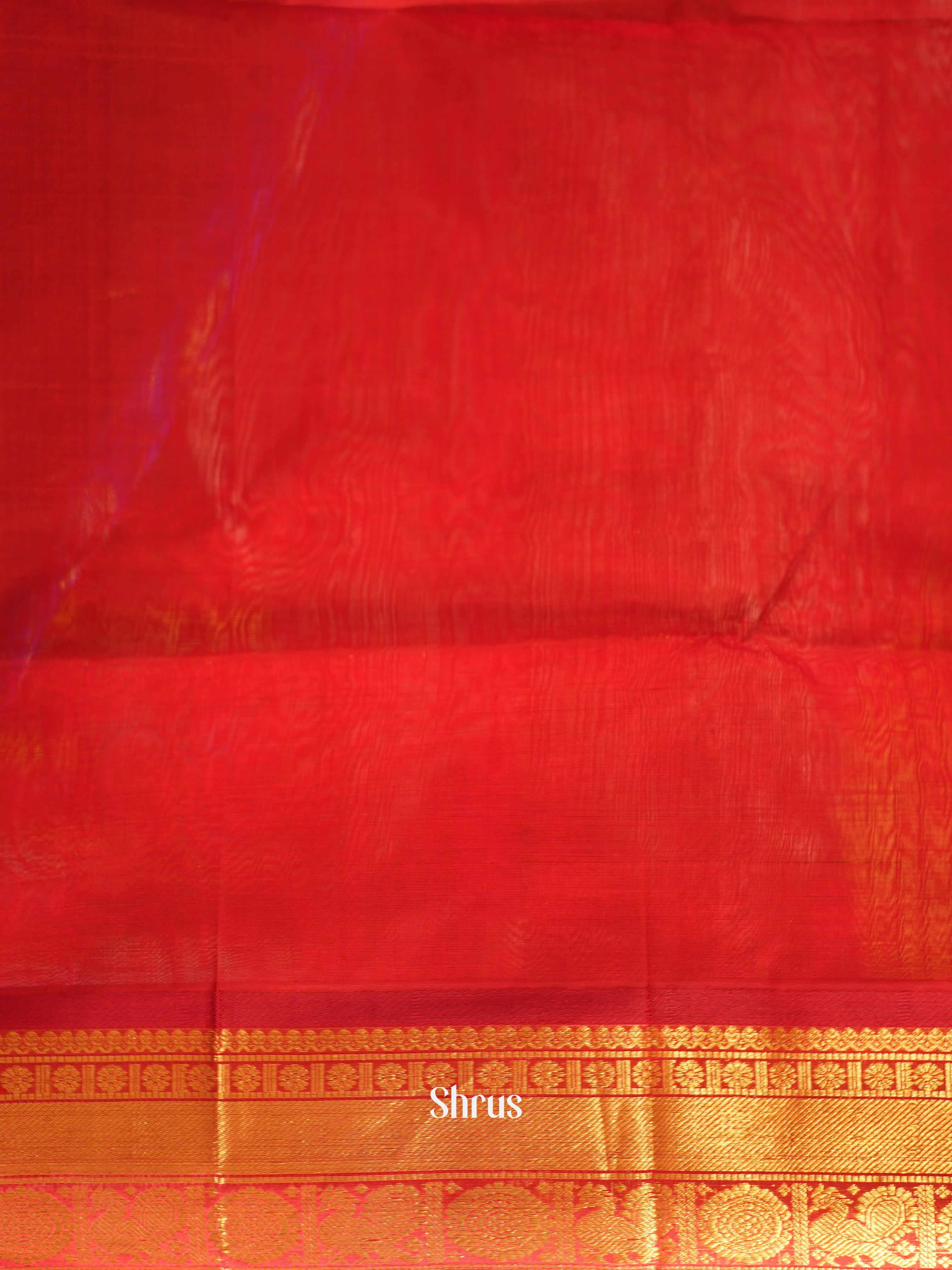 Blue & Red- Silk Cotton Saree - Shop on ShrusEternity.com