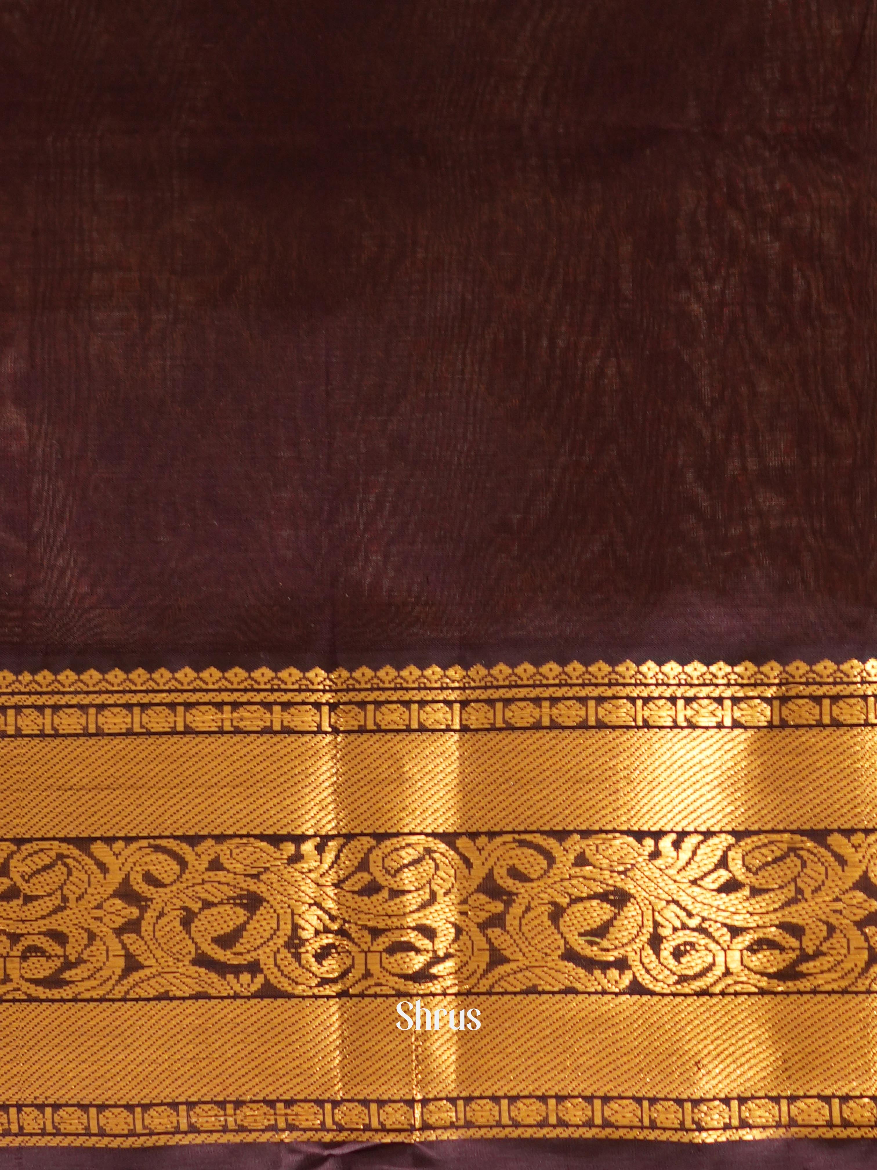 Teal & Brown - Silk Cotton Saree - Shop on ShrusEternity.com