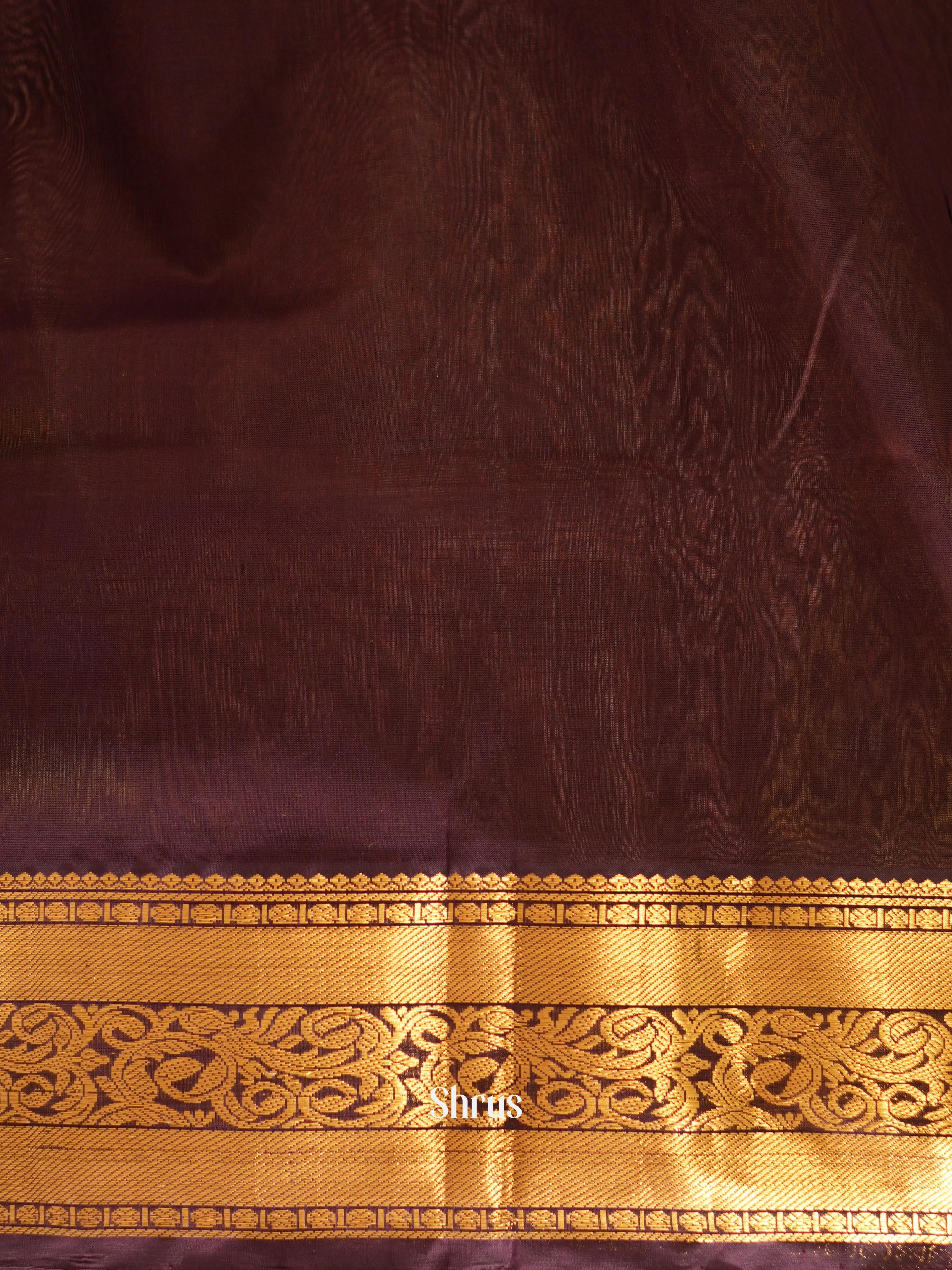 Pink & Brown - Silk Cotton Saree - Shop on ShrusEternity.com