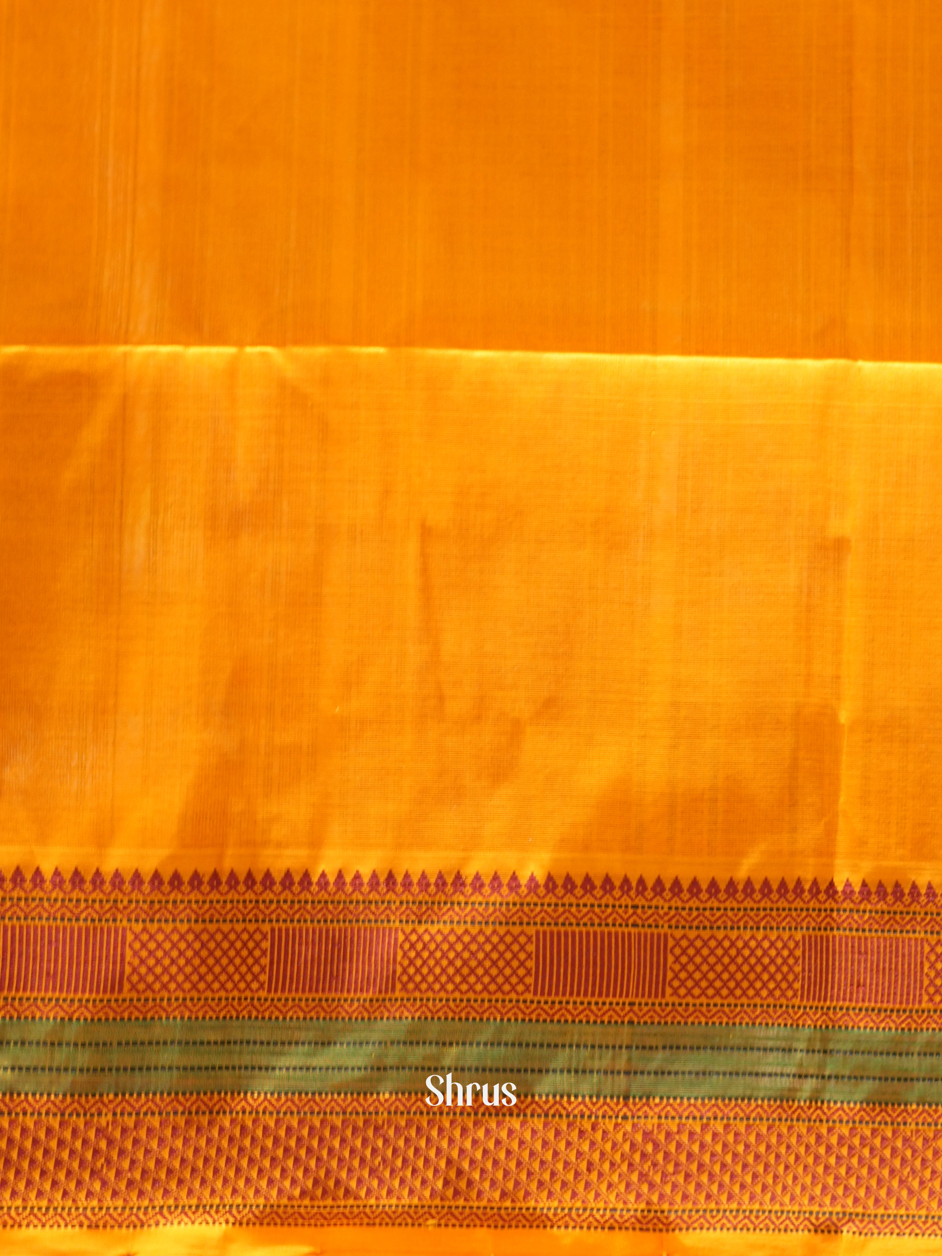 Dark Green & Mustard - Silk Cotton Saree - Shop on ShrusEternity.com