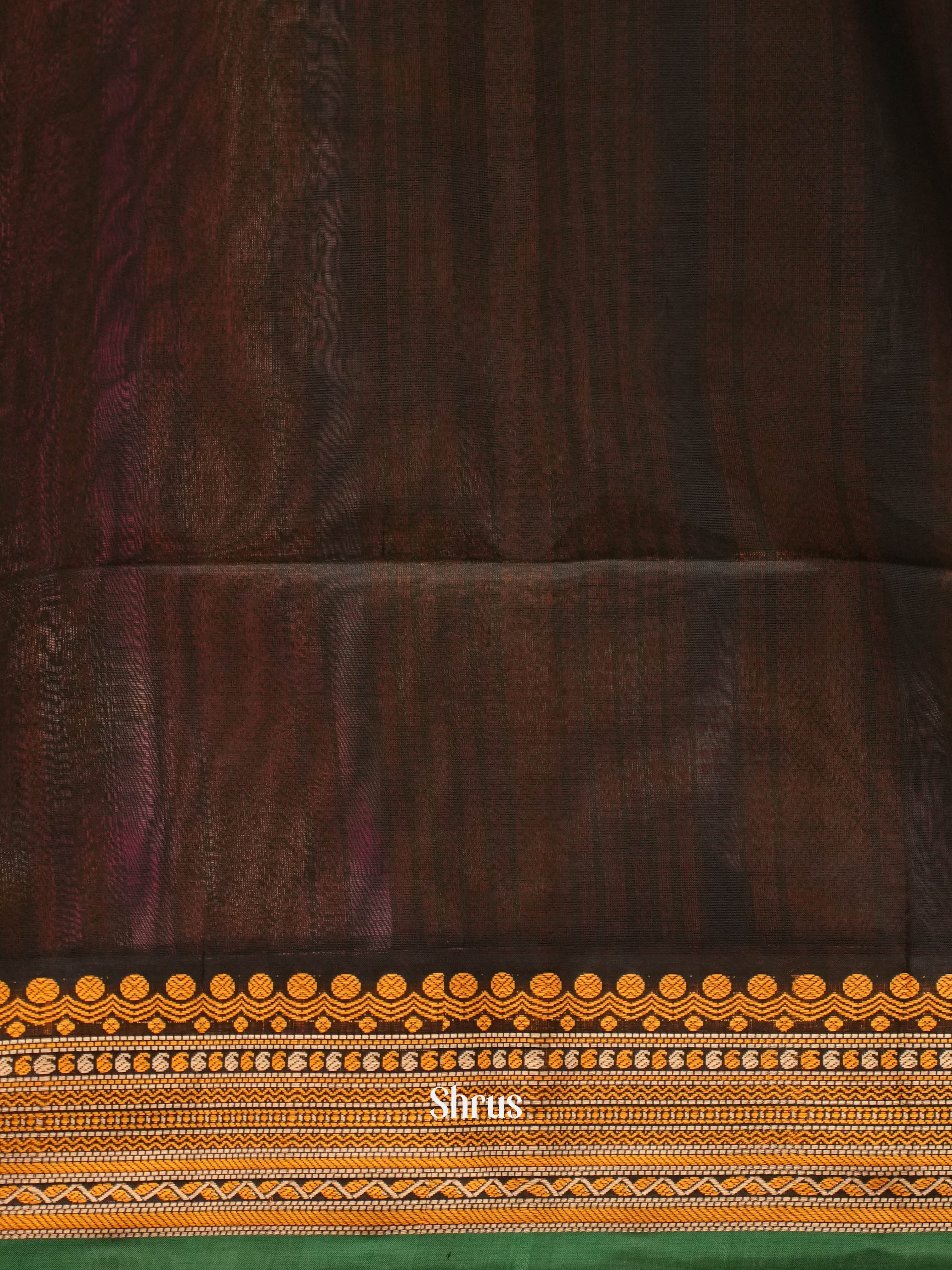 Maroon & Green - Silk Cotton Saree - Shop on ShrusEternity.com