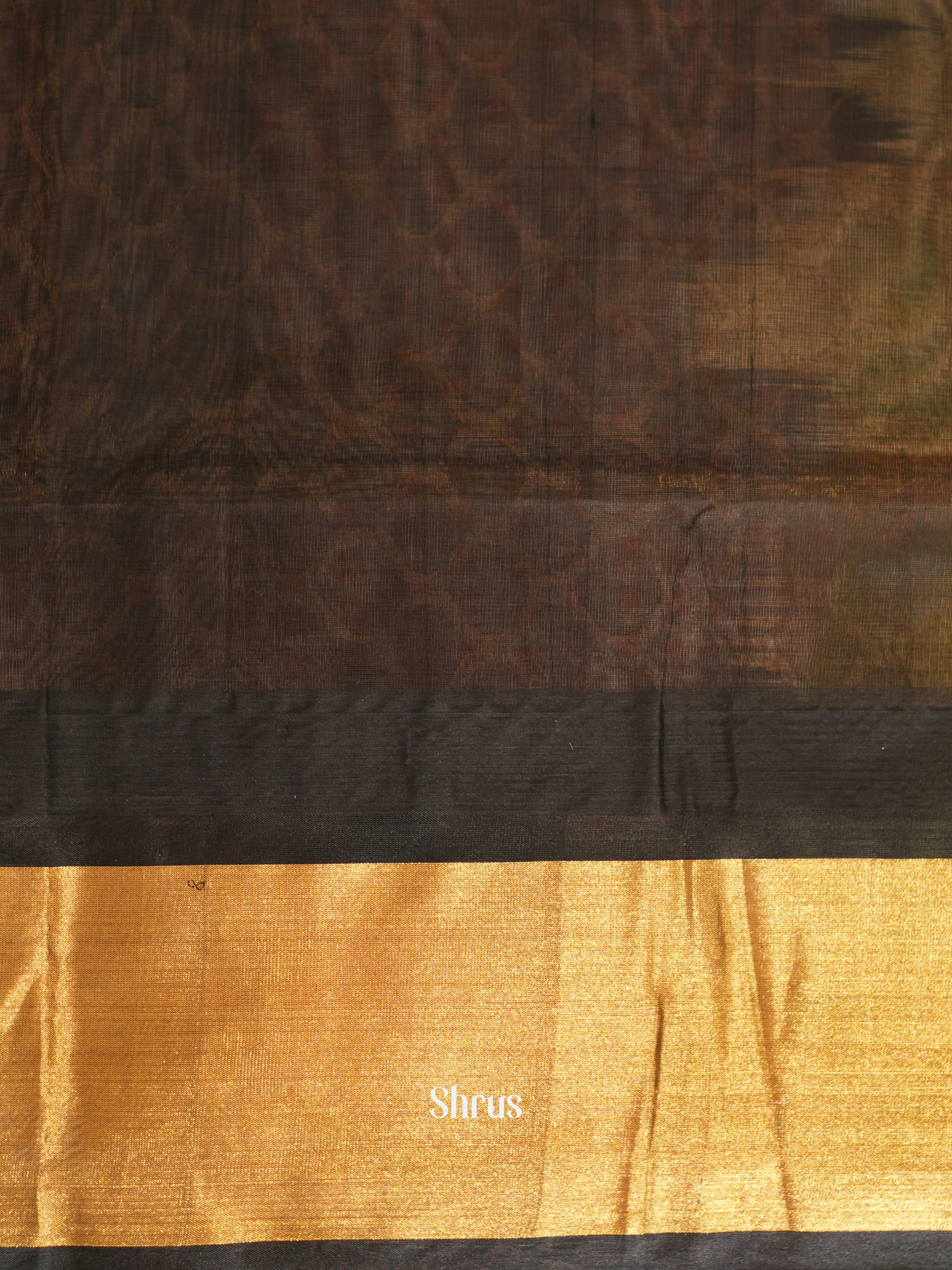 Beige & Black - Silk Cotton Saree - Shop on ShrusEternity.com