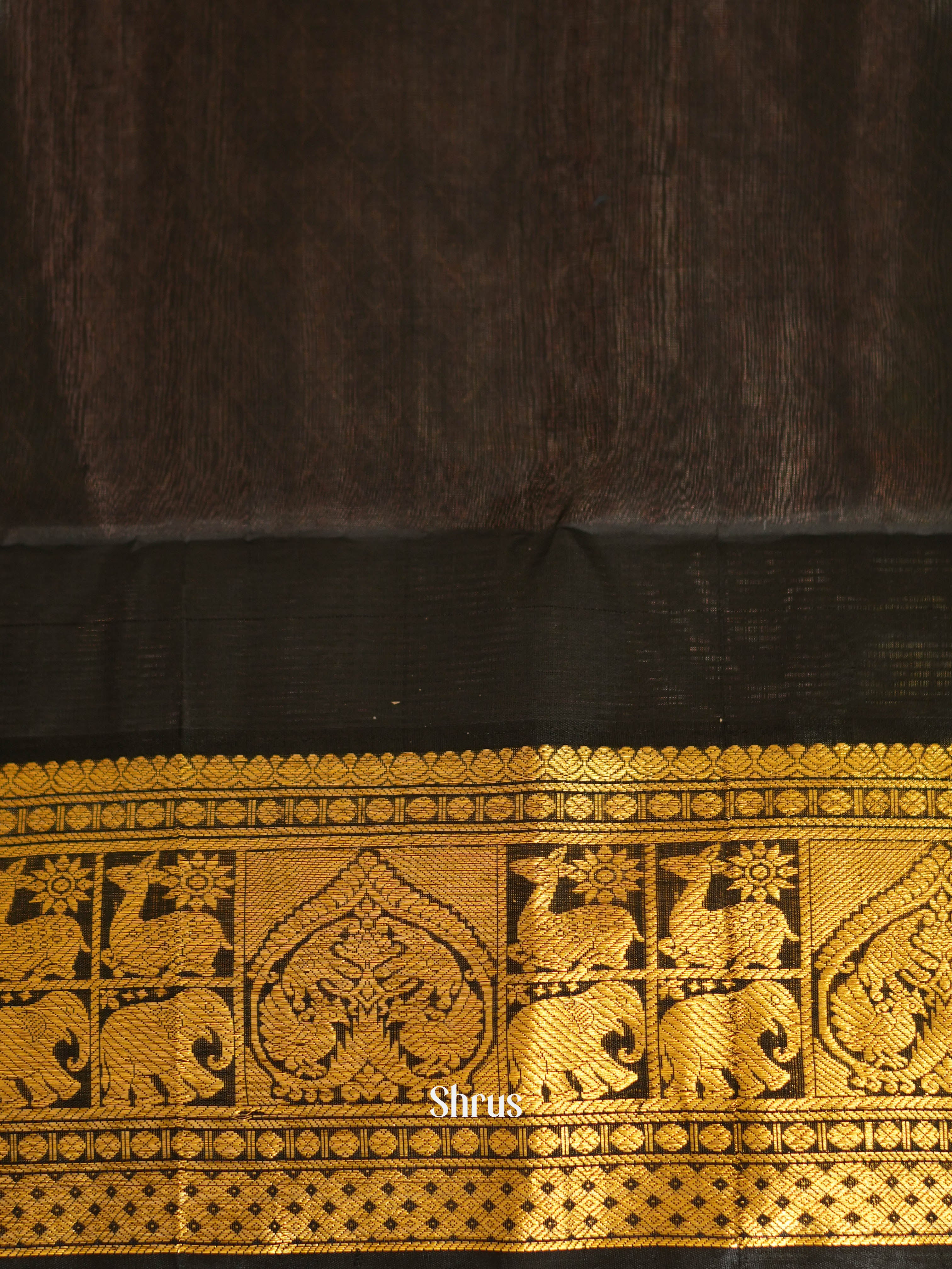 Cream & Black - Silk Cotton Saree - Shop on ShrusEternity.com