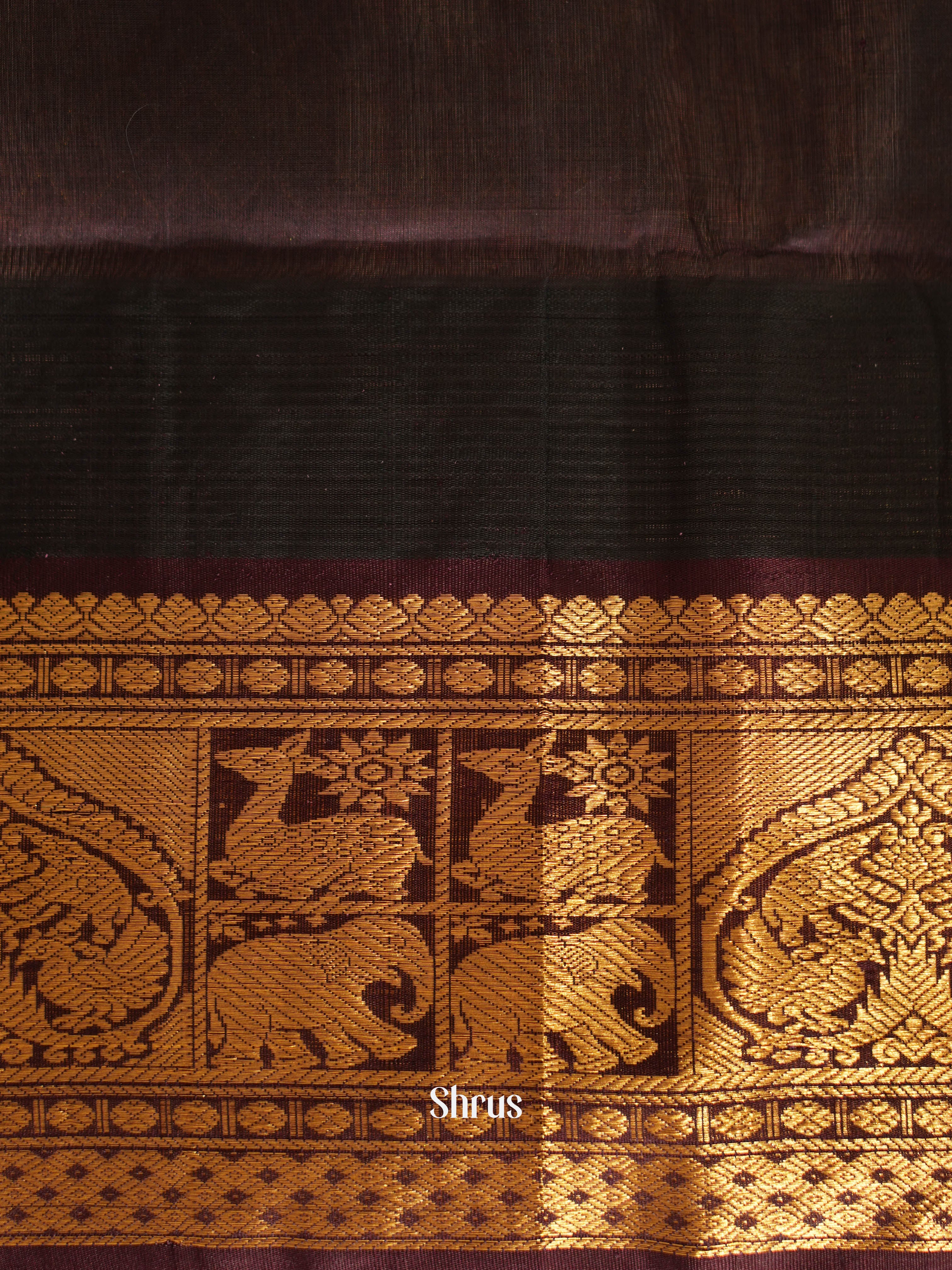 Green & Brown - Silk Cotton Saree - Shop on ShrusEternity.com