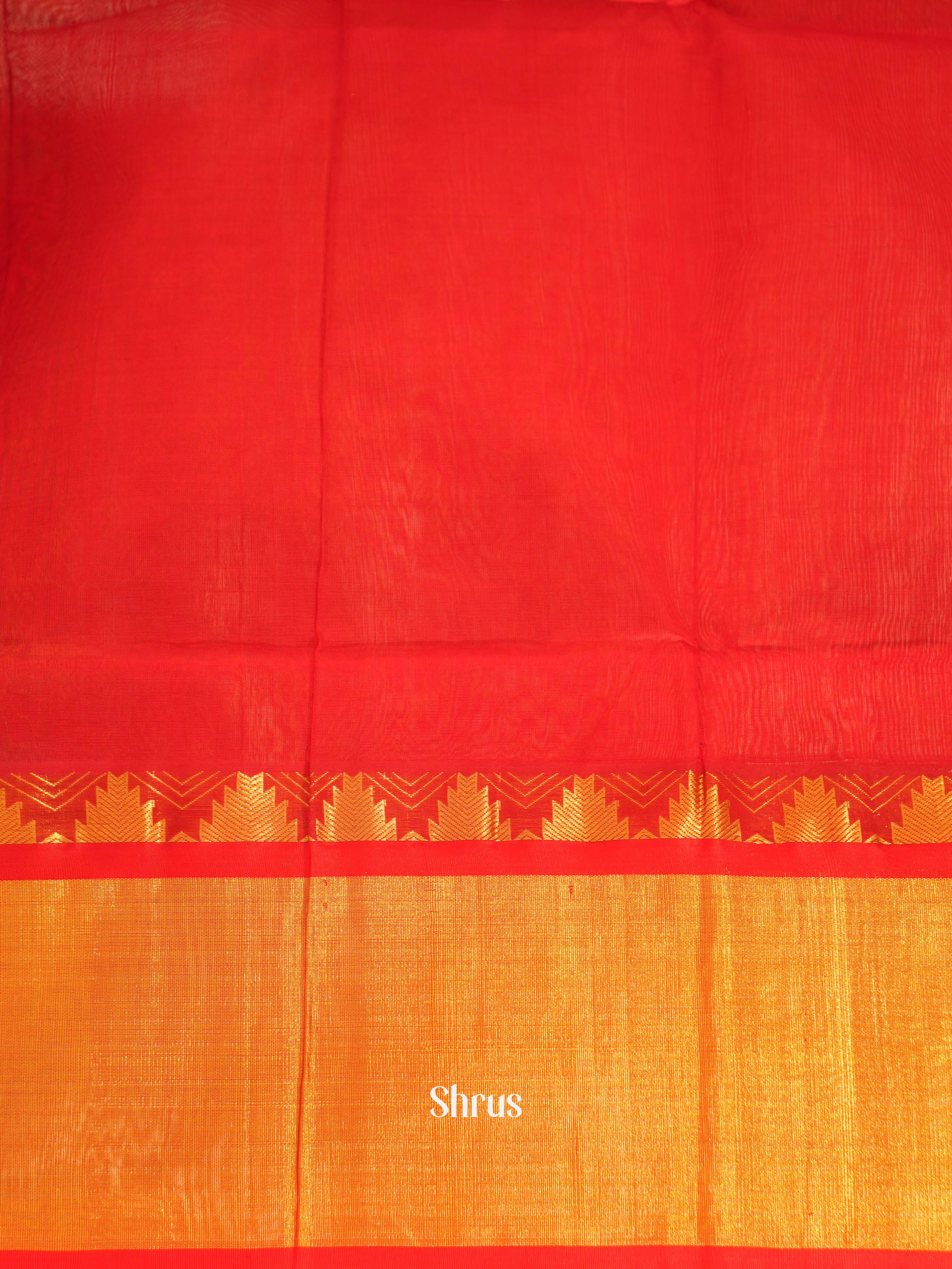 Brown & Red - Silk Cotton Saree - Shop on ShrusEternity.com
