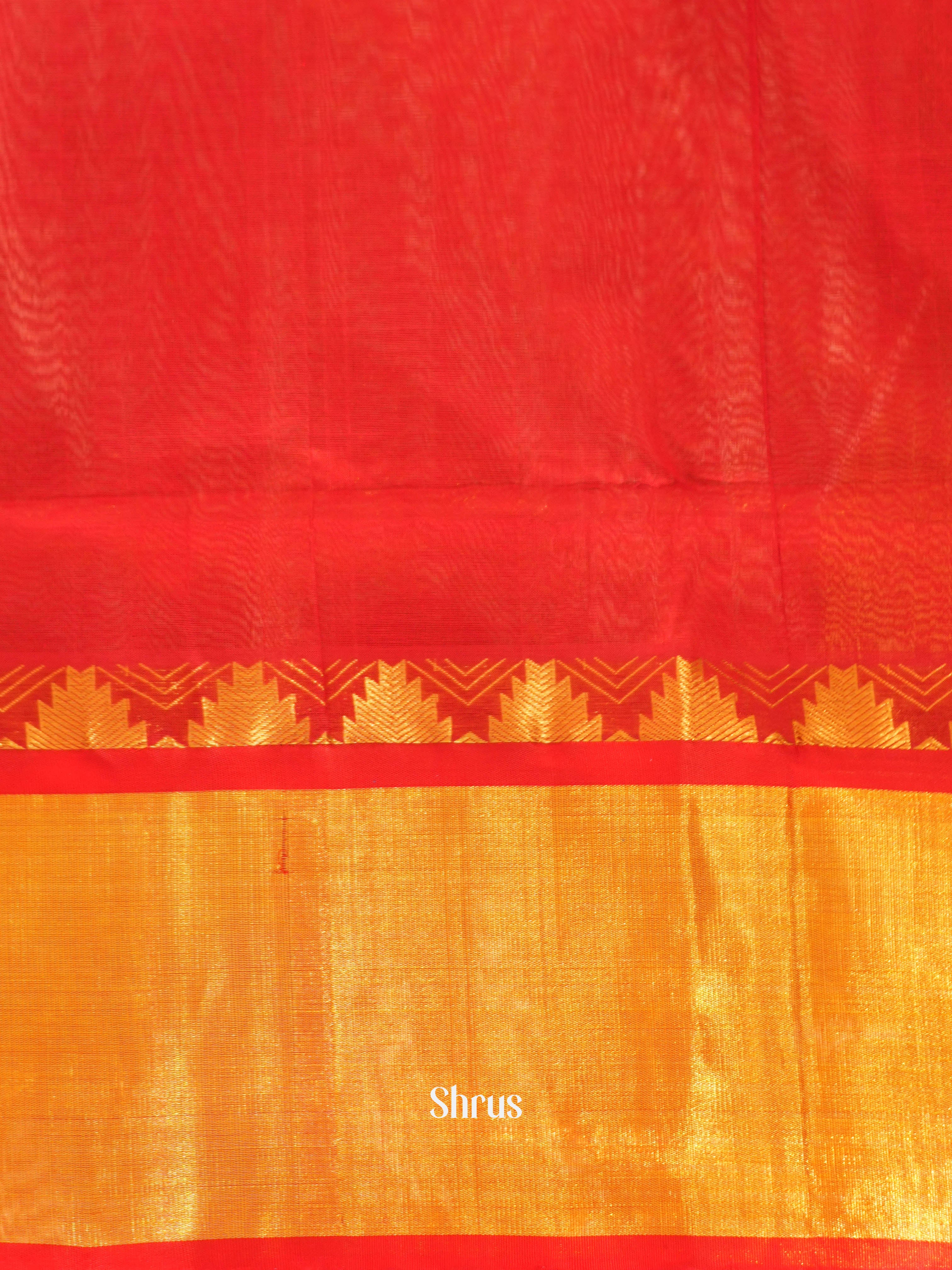 Grey & Red - Silk Cotton Saree - Shop on ShrusEternity.com