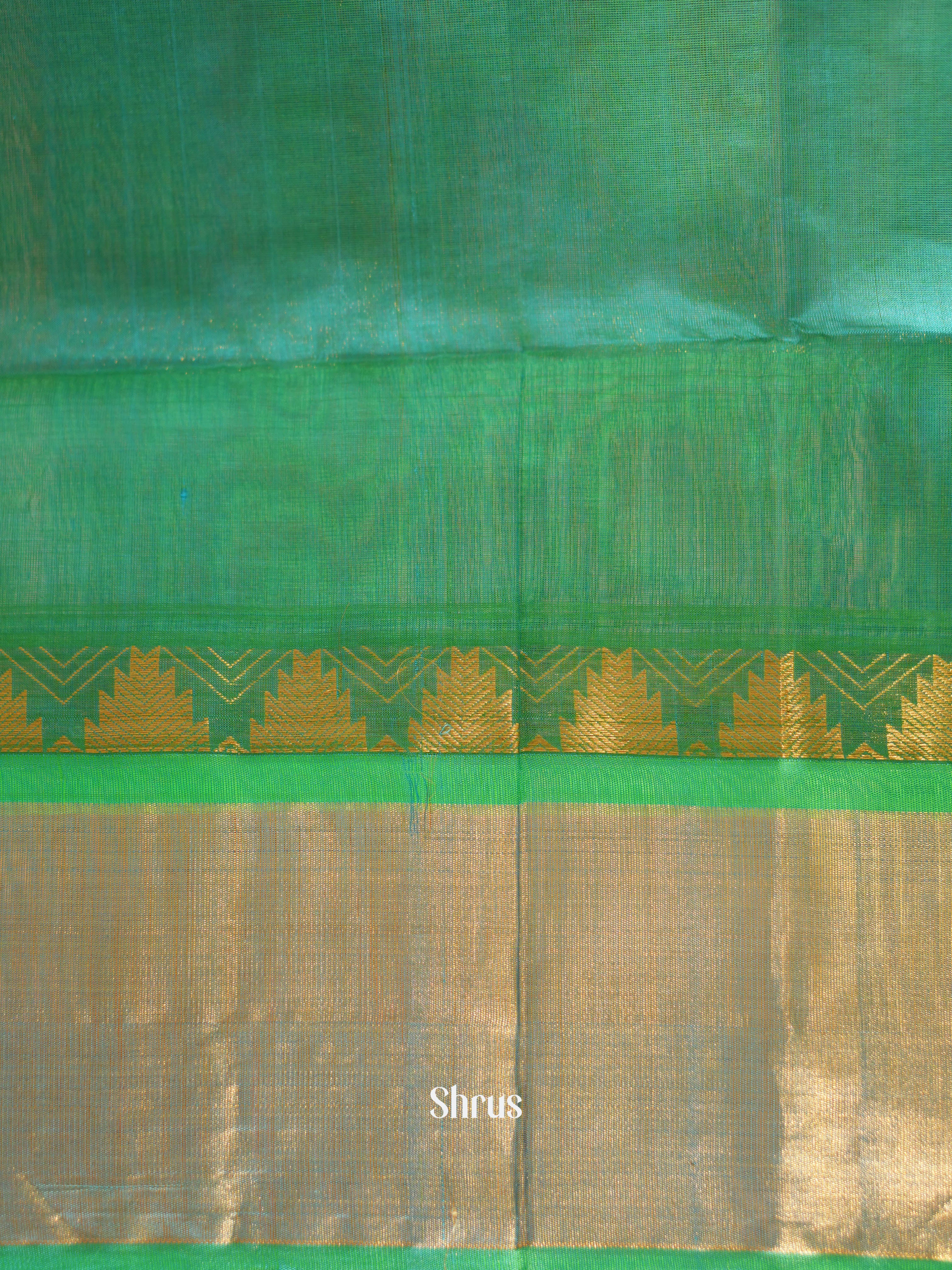 Peach & Green - Silk Cotton Saree - Shop on ShrusEternity.com
