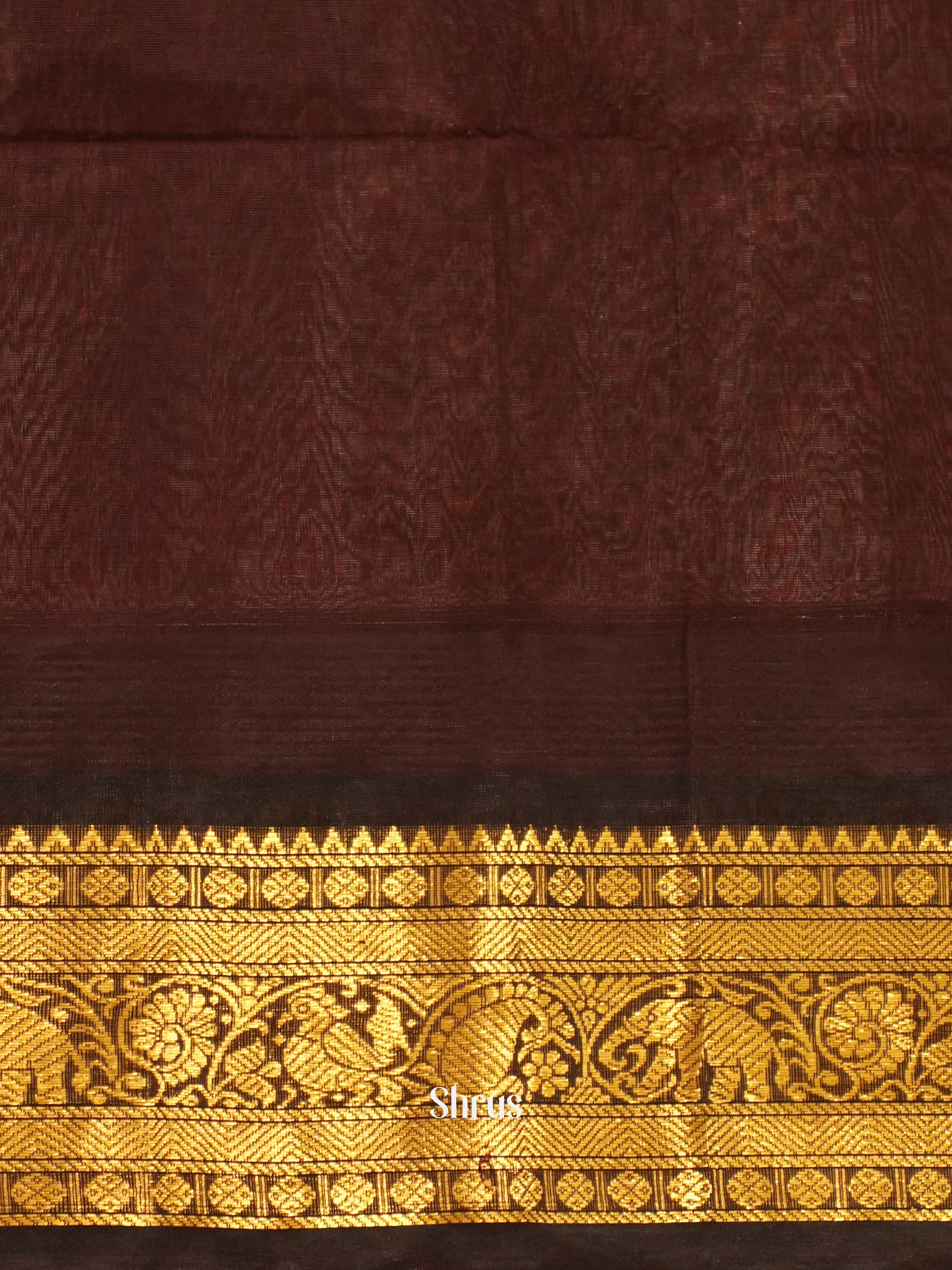 Blue & Brown - Silk Cotton Saree - Shop on ShrusEternity.com