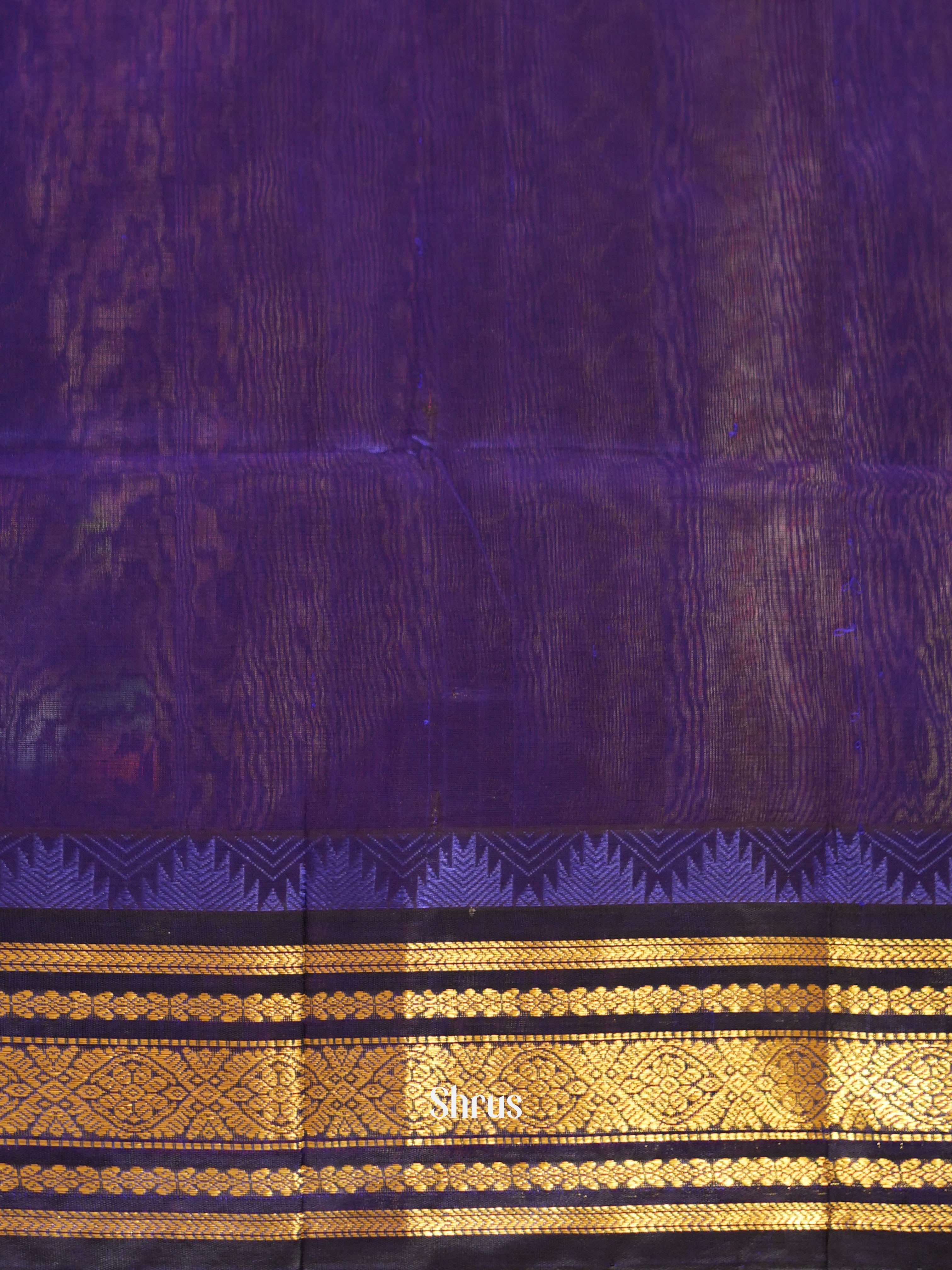 Pink & Blue - Silk Cotton Saree - Shop on ShrusEternity.com
