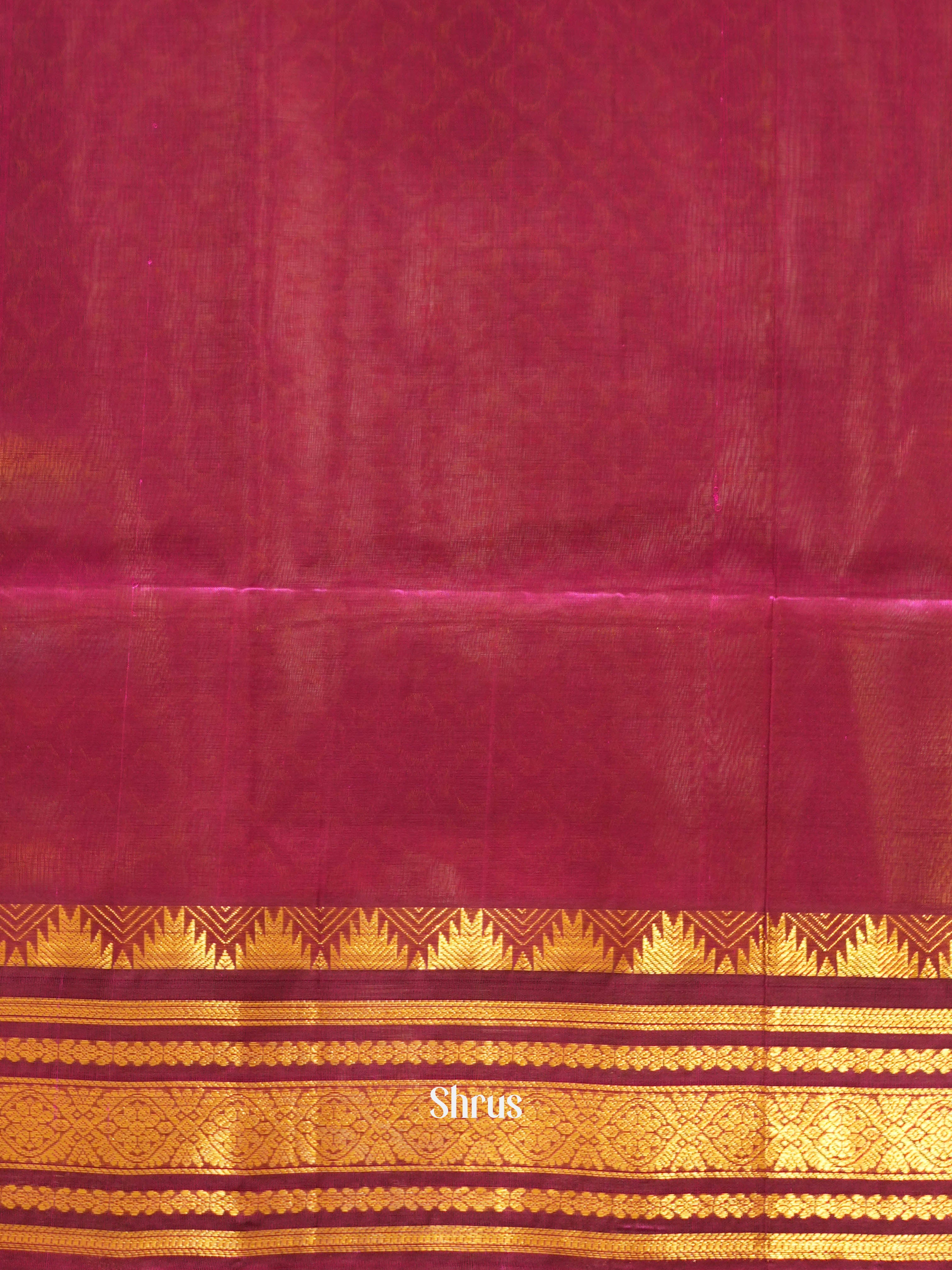 Yellow & Maroon- Silk Cotton Saree - Shop on ShrusEternity.com