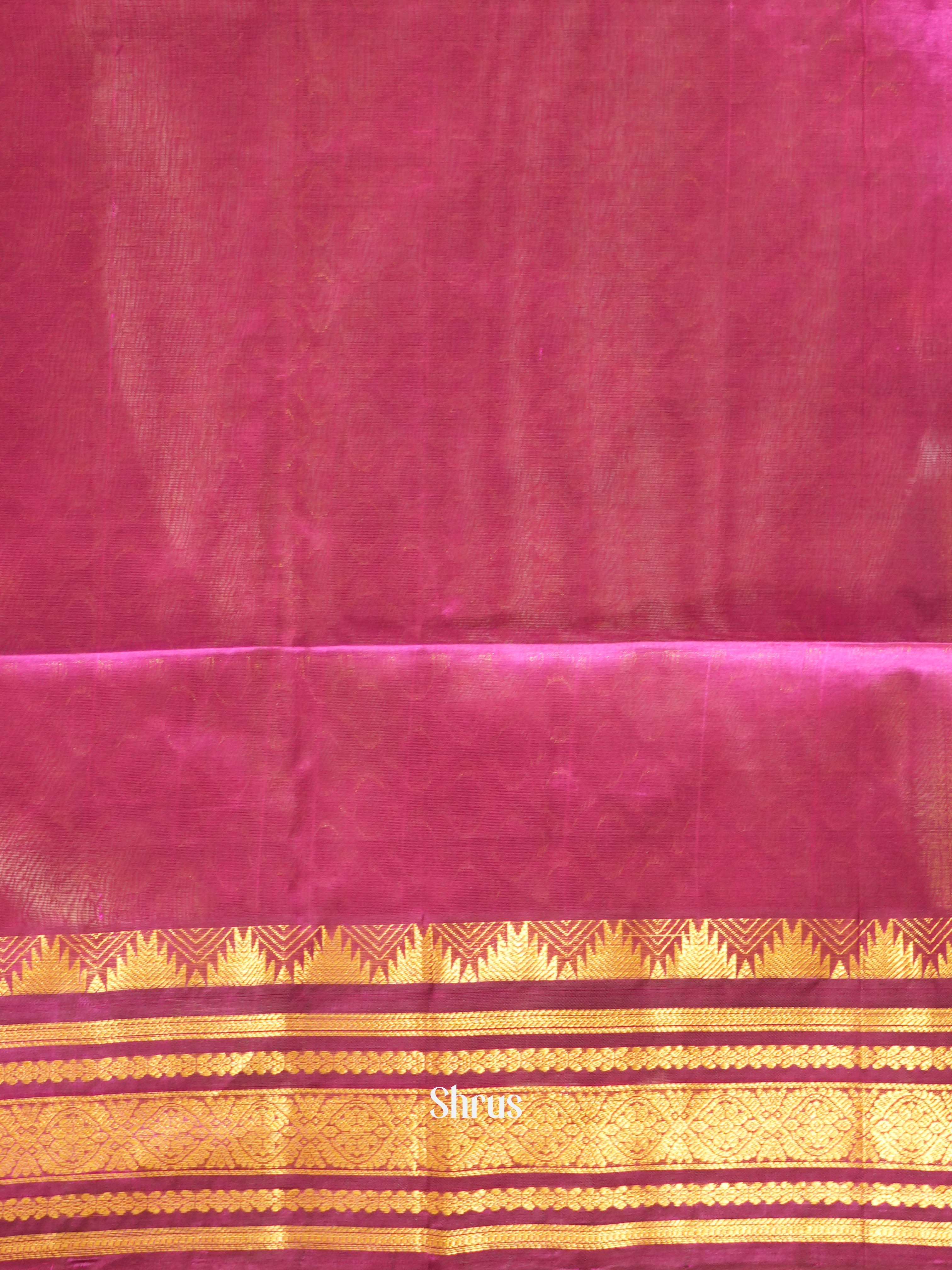 Majestic Teal Silk Cotton Saree With Zari Kattams and Buttas Across The Body and Zari Woven Contrast Majenta Border - Shop on ShrusEternity.com