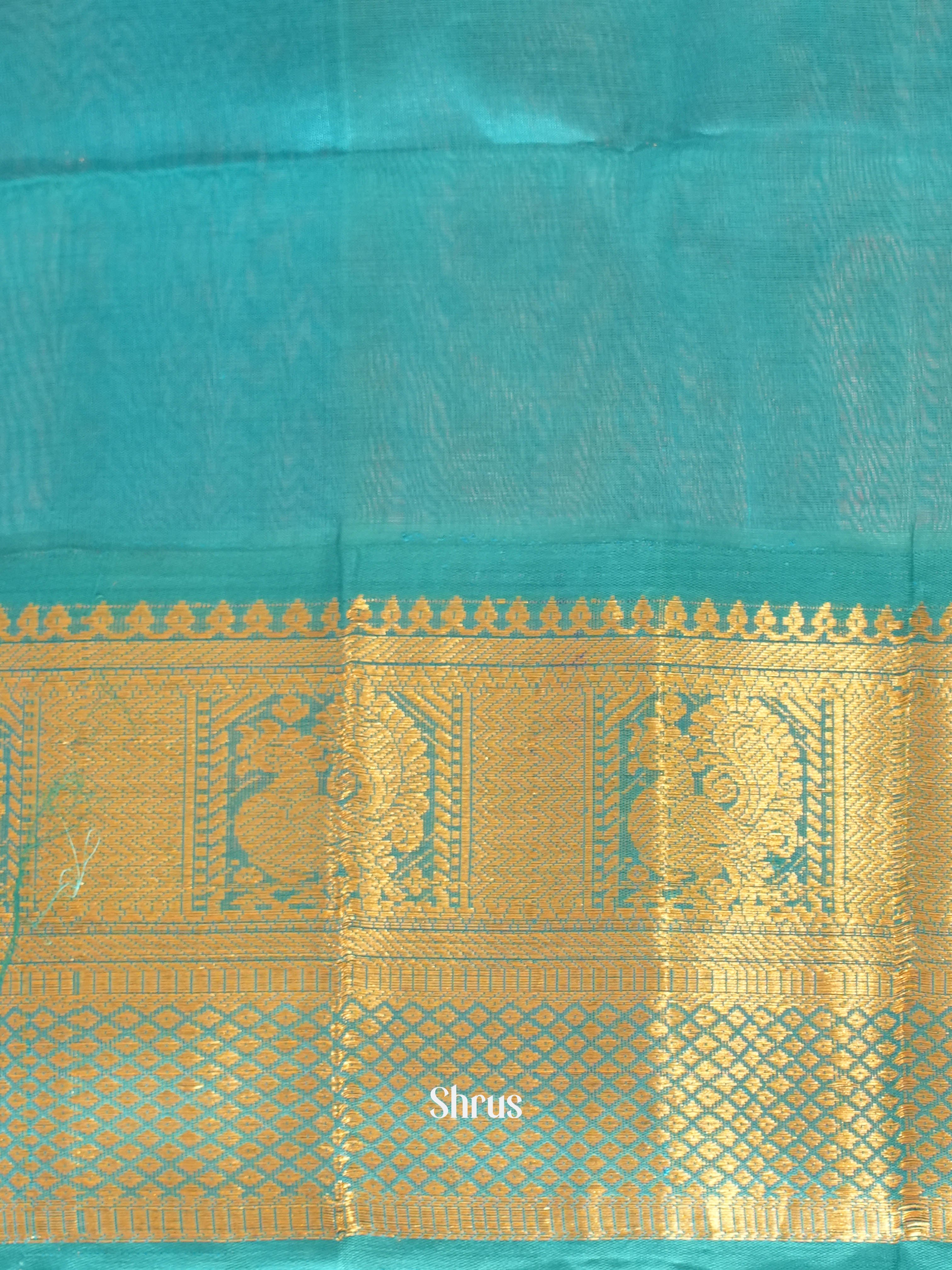 Violet & Teal - Silk Cotton Saree - Shop on ShrusEternity.com