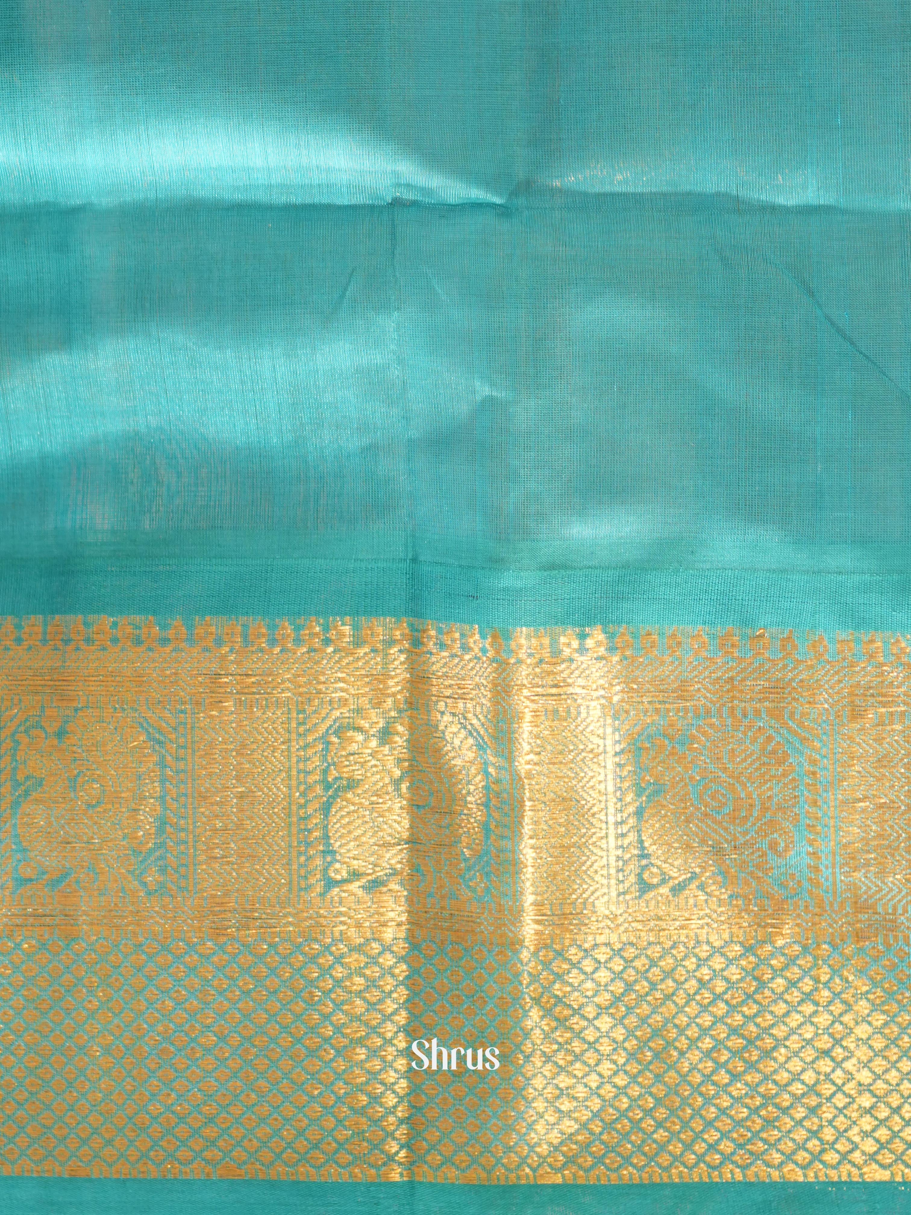 Blue & Teal - Silk Cotton Saree - Shop on ShrusEternity.com