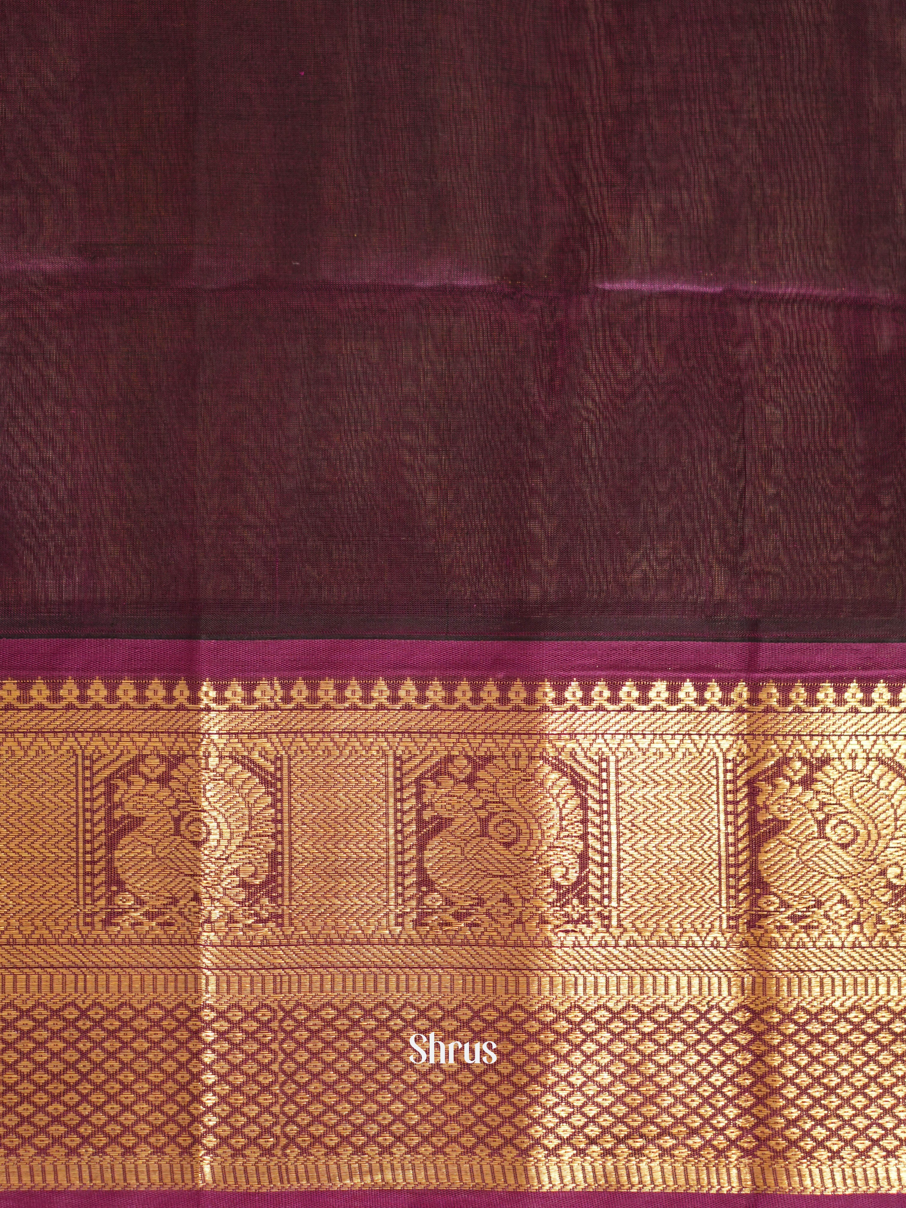 Yellow & Purple - Silk Cotton Saree - Shop on ShrusEternity.com
