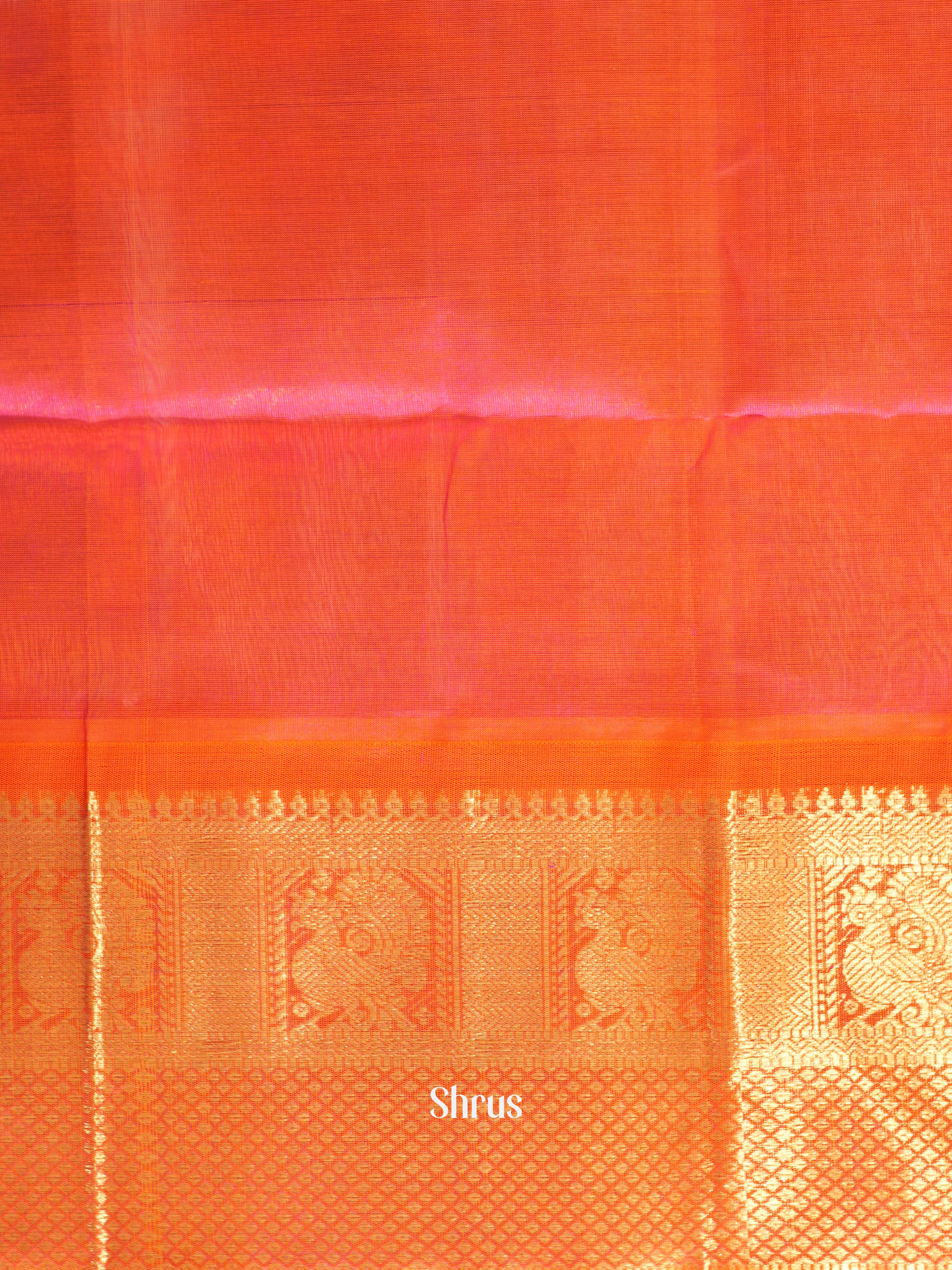 Purple & Orange - Silk Cotton Saree - Shop on ShrusEternity.com
