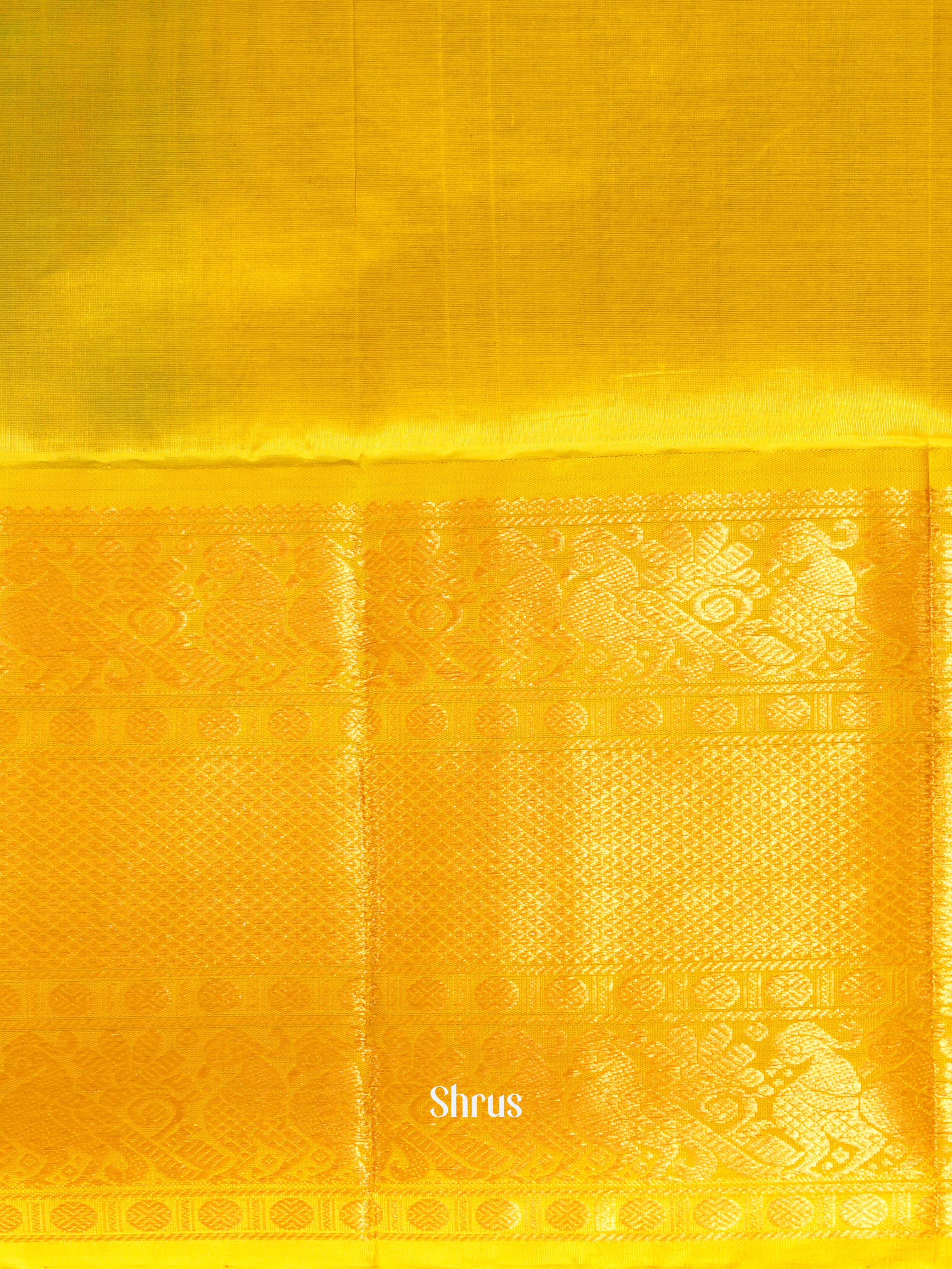 Teal & Yellow - Silk Cotton Saree - Shop on ShrusEternity.com