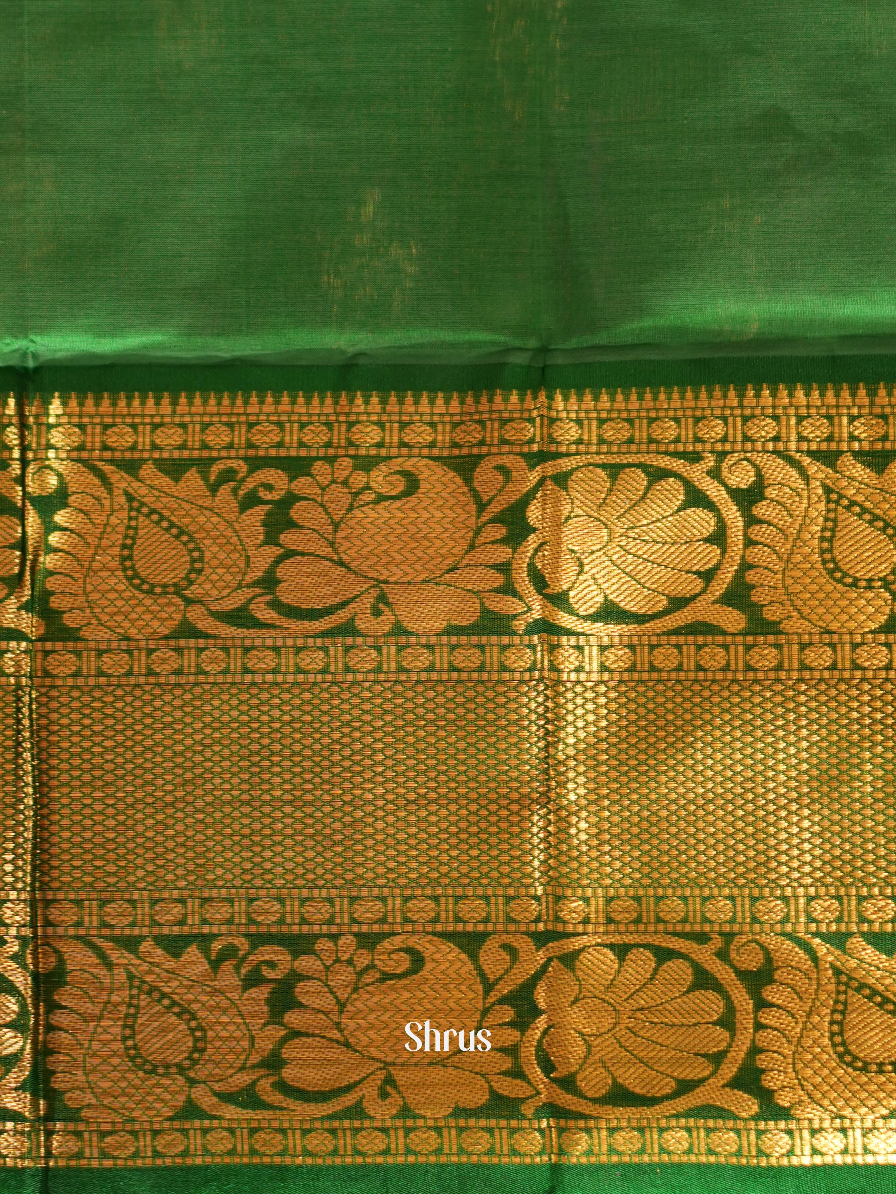 Pink & Green - Silk Cotton Saree - Shop on ShrusEternity.com
