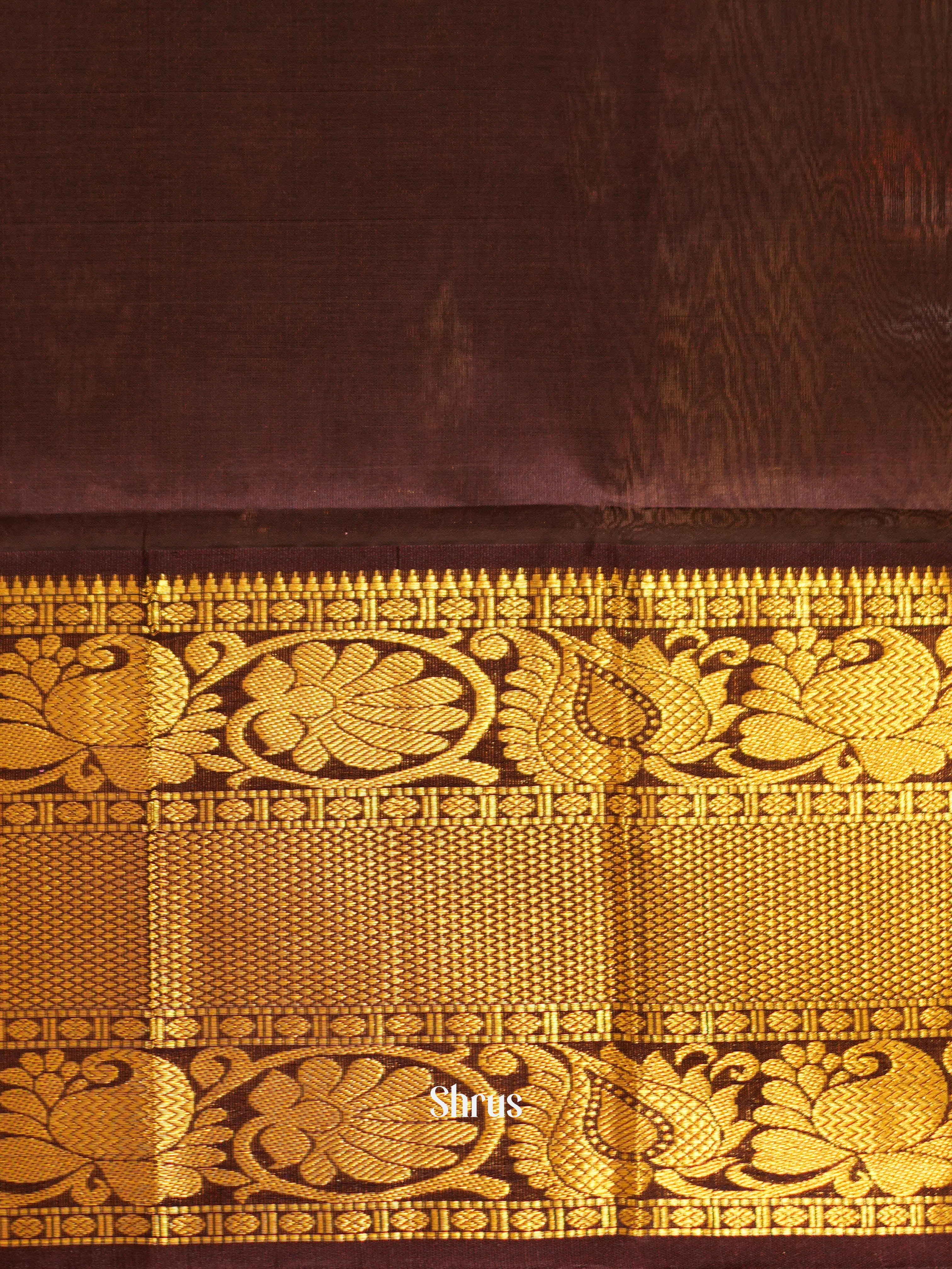 Pink & Brown - Silk Cotton Saree - Shop on ShrusEternity.com