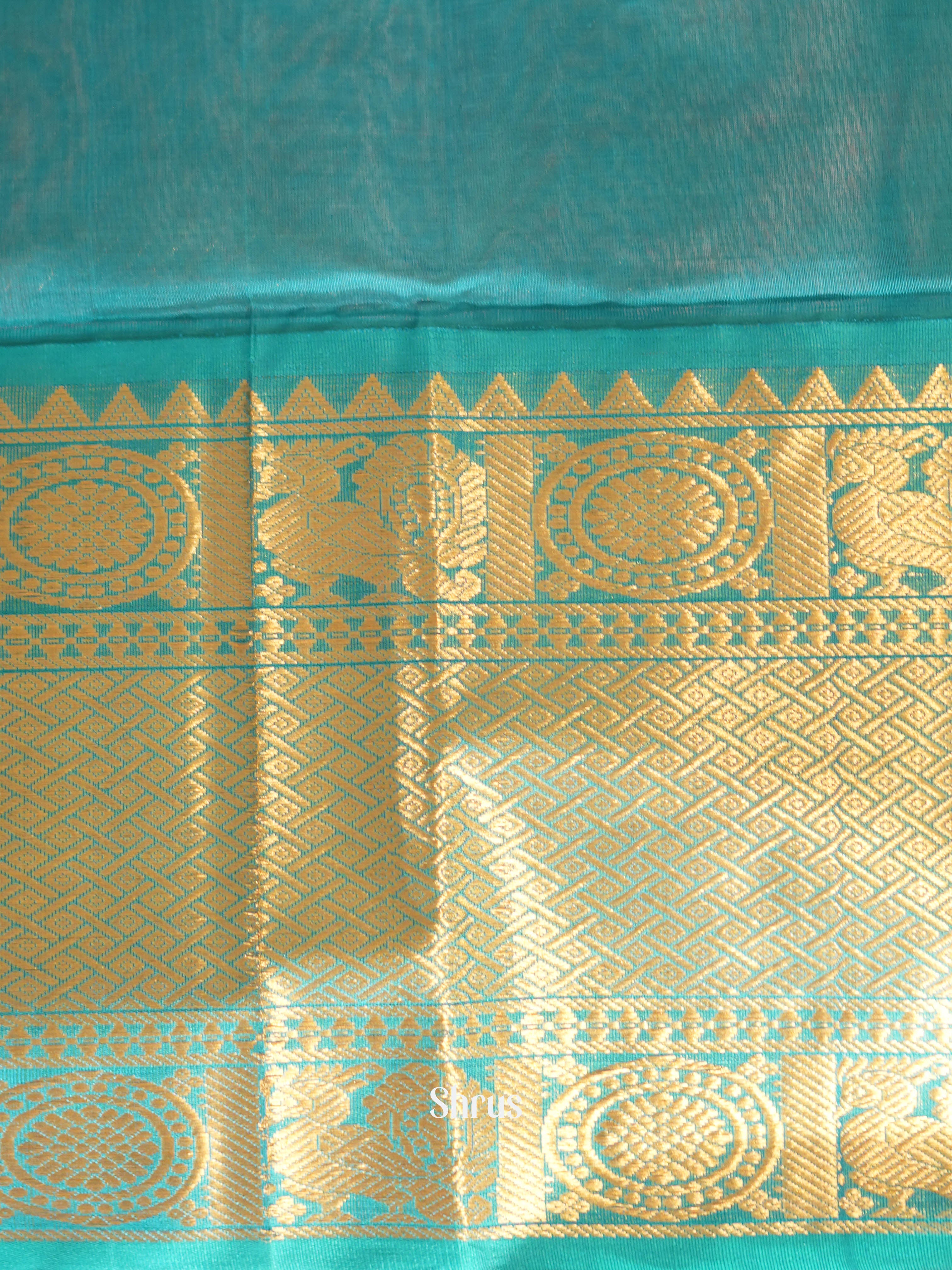 Violet & Teal - Silk cotton Saree - Shop on ShrusEternity.com