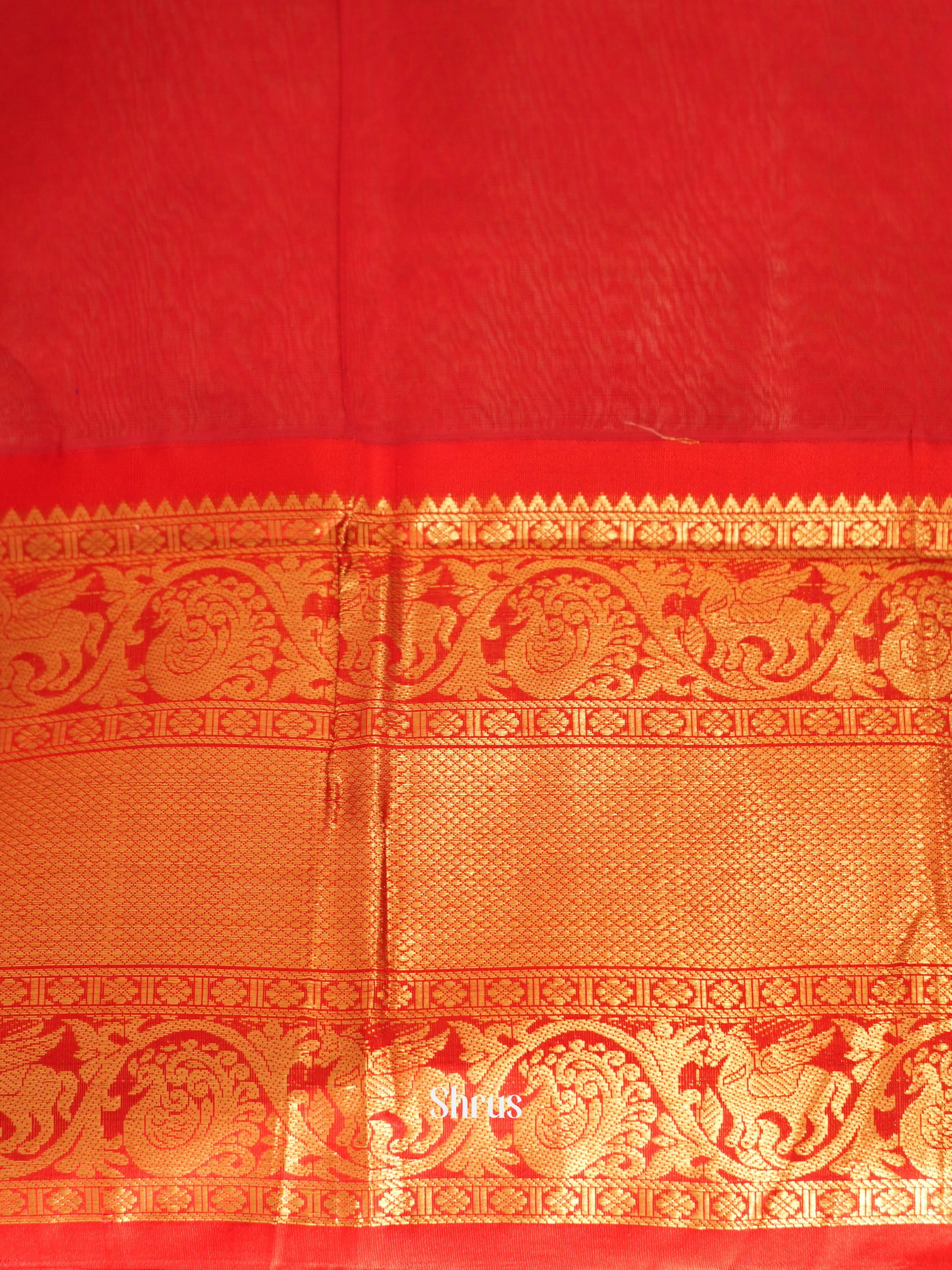 Green & Red - Silk cotton Saree - Shop on ShrusEternity.com