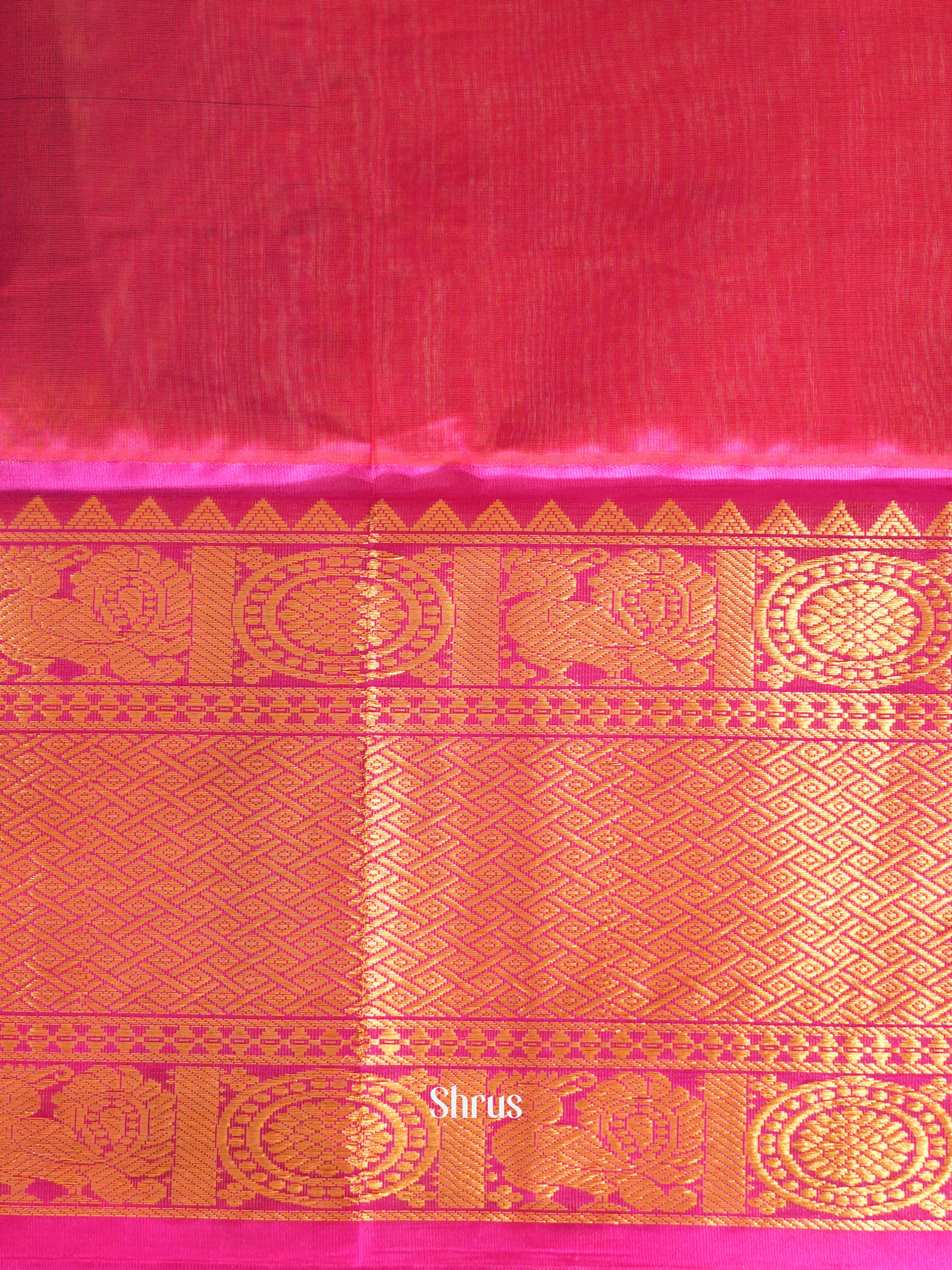 Green & Pink - Silk cotton Saree - Shop on ShrusEternity.com