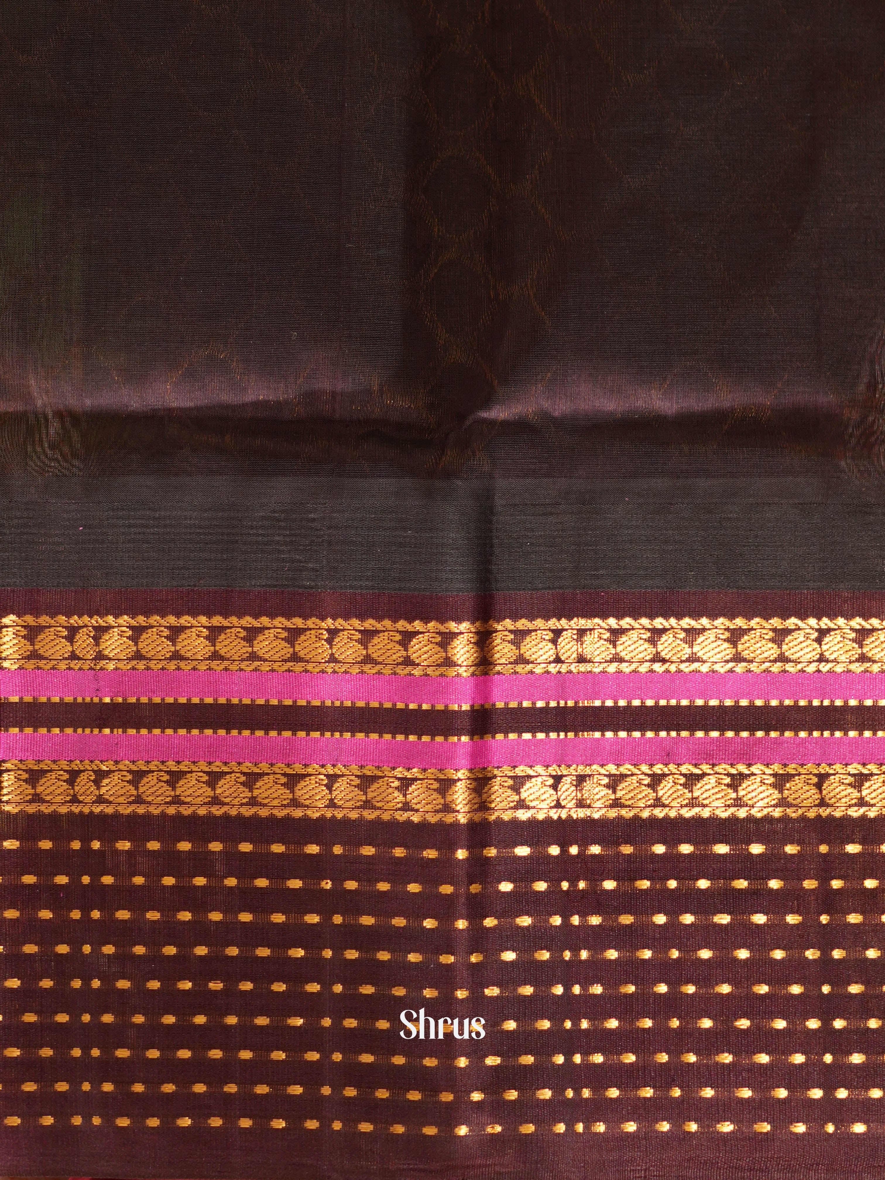 Teal & Brown- Silk cotton Saree - Shop on ShrusEternity.com