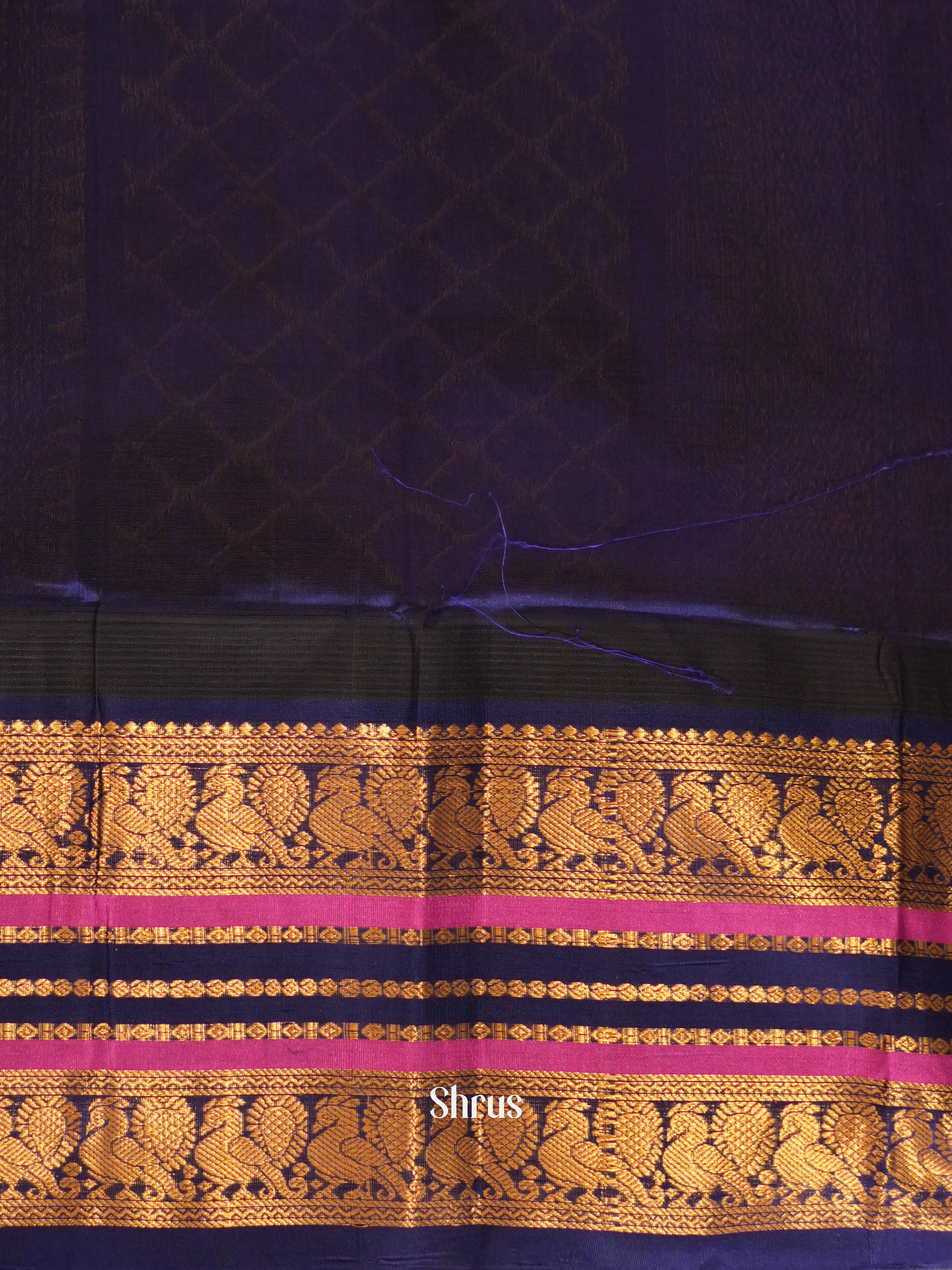 Pink & Blue- Silk Cotton Saree - Shop on ShrusEternity.com