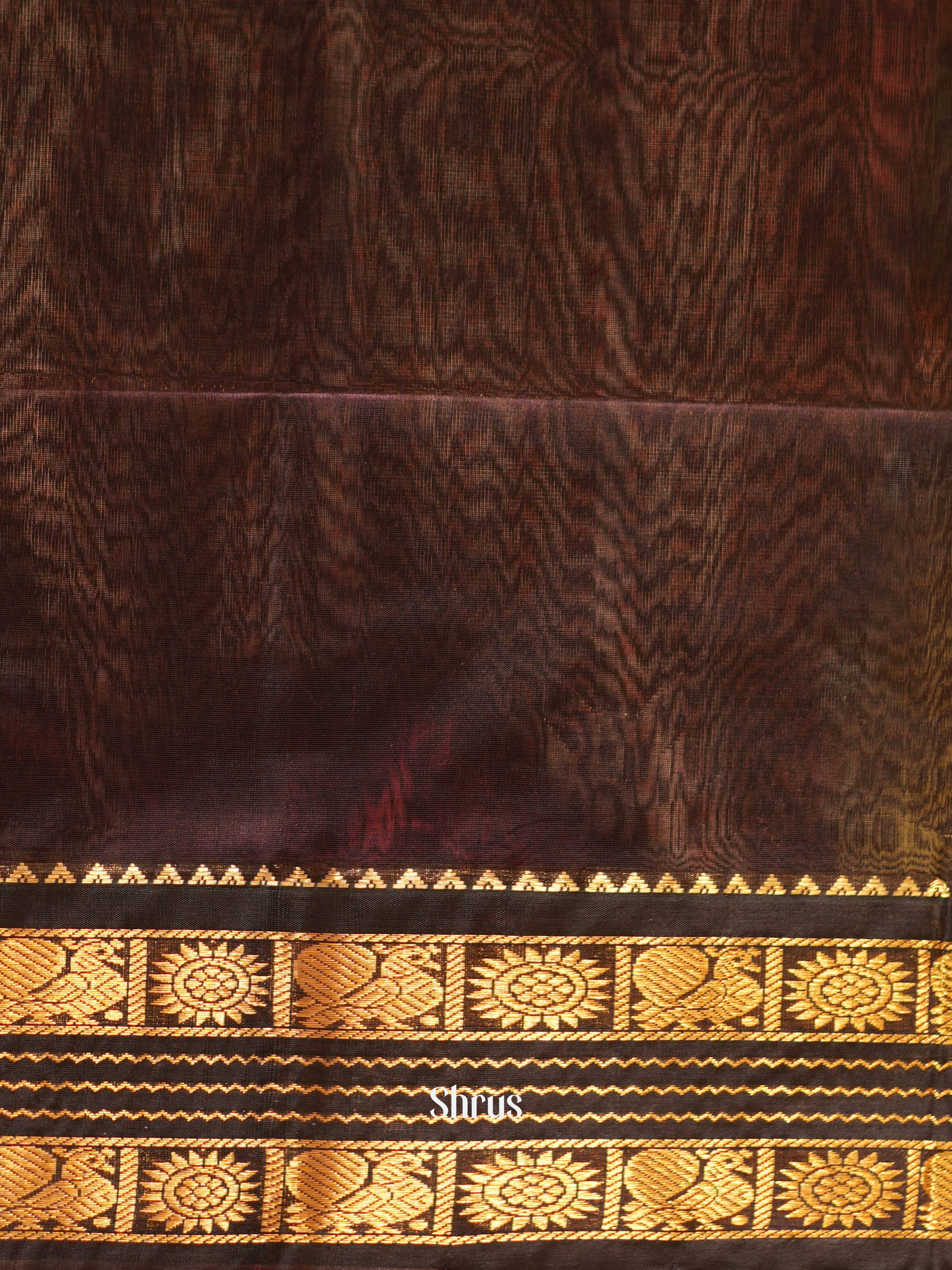 Orange & Brown - Silk Cotton Saree - Shop on ShrusEternity.com