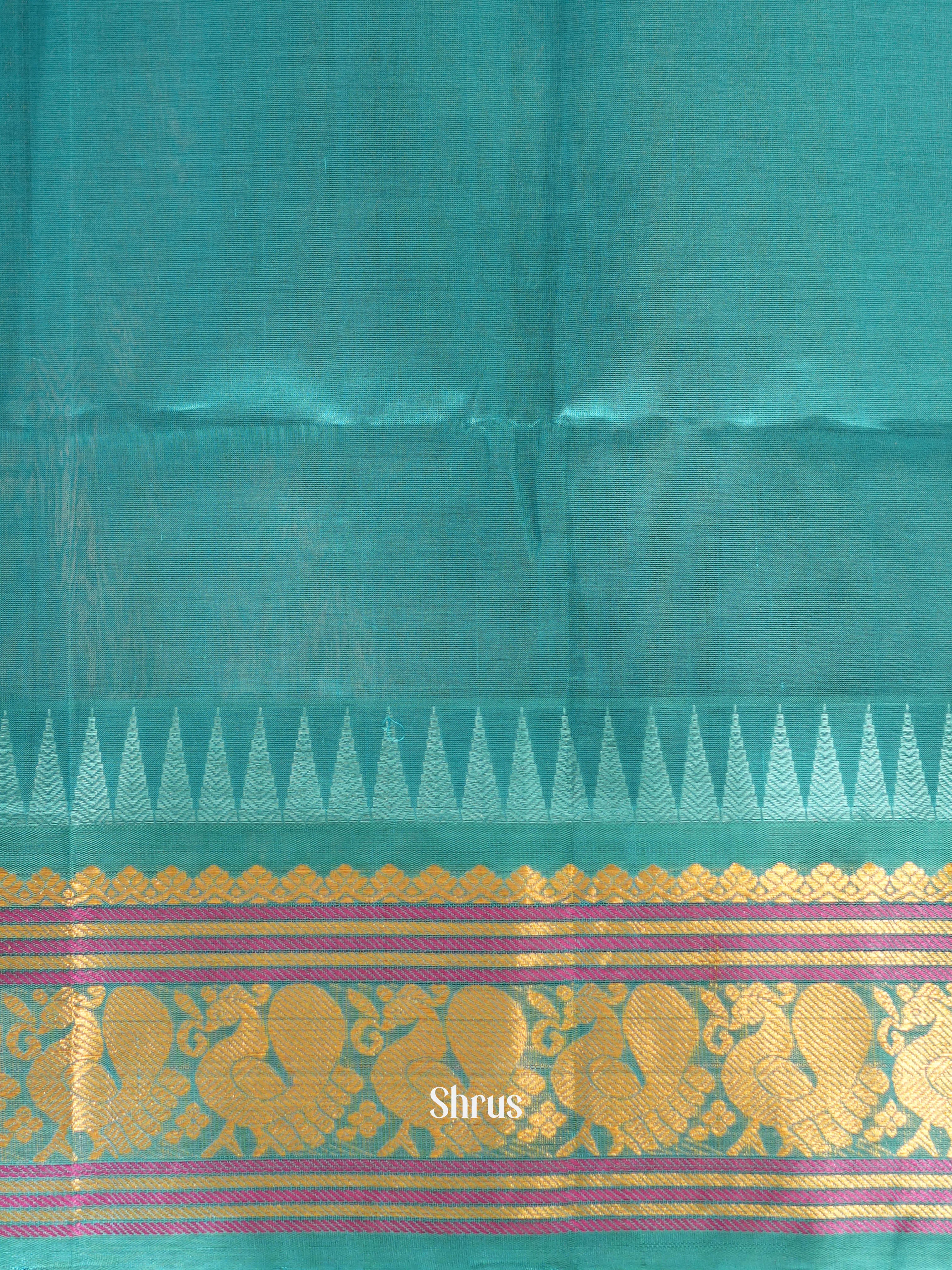 Purple & Teal - Silk Cotton Saree - Shop on ShrusEternity.com