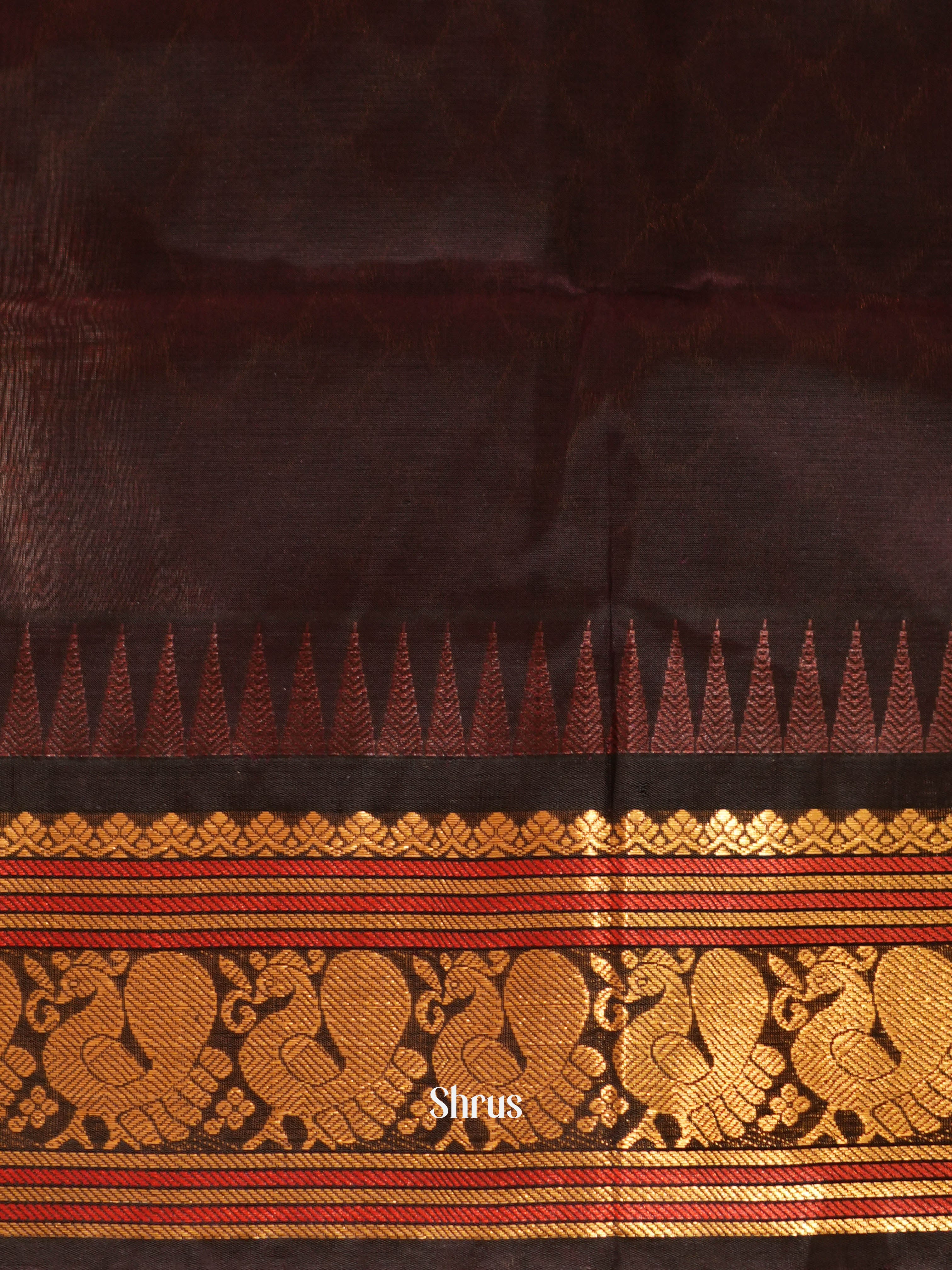 Pink & Brown - Silk cotton Saree - Shop on ShrusEternity.com