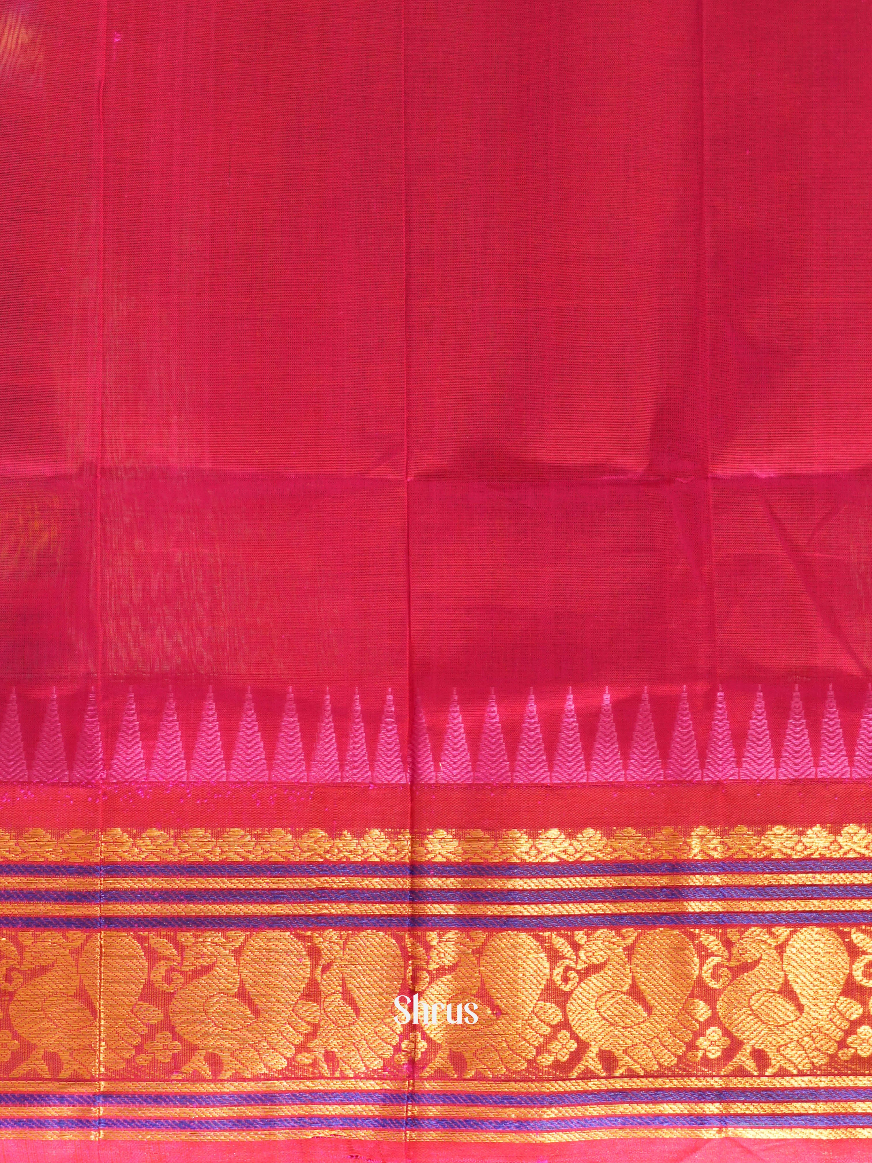 Green & Pink - Silk cotton Saree - Shop on ShrusEternity.com