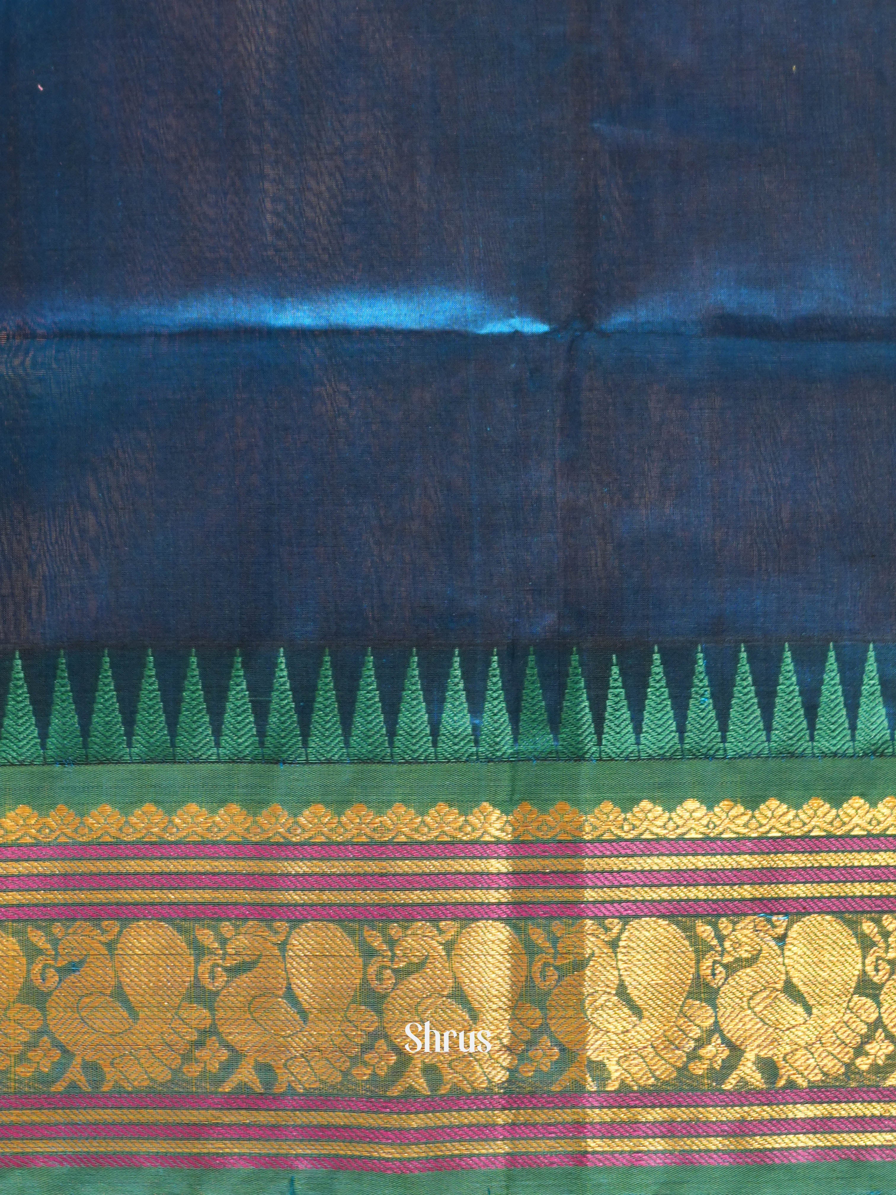 Baby Pink & Blue - Silk Cotton Saree - Shop on ShrusEternity.com