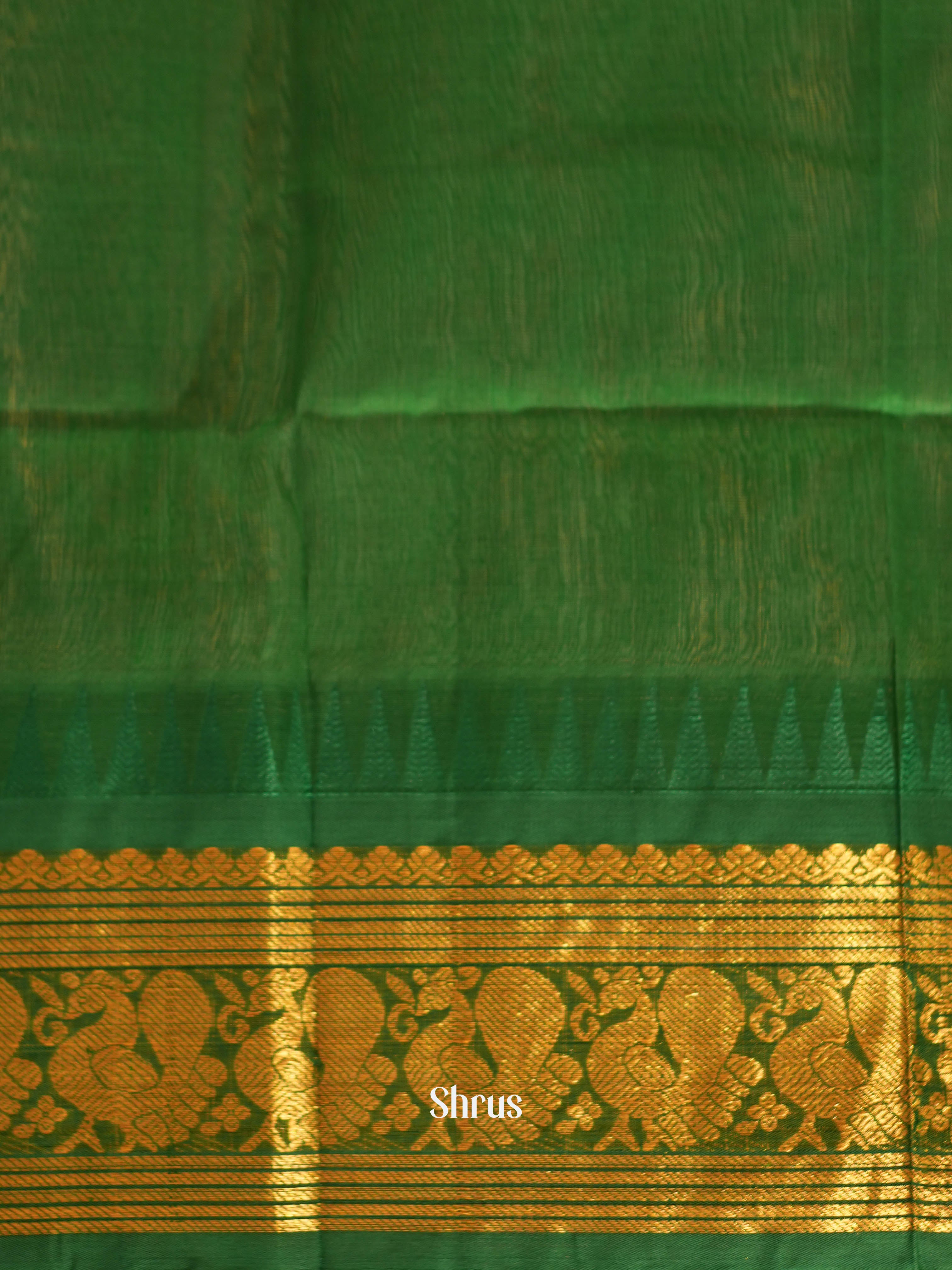 Pink & Green - Silk Cotton Saree - Shop on ShrusEternity.com