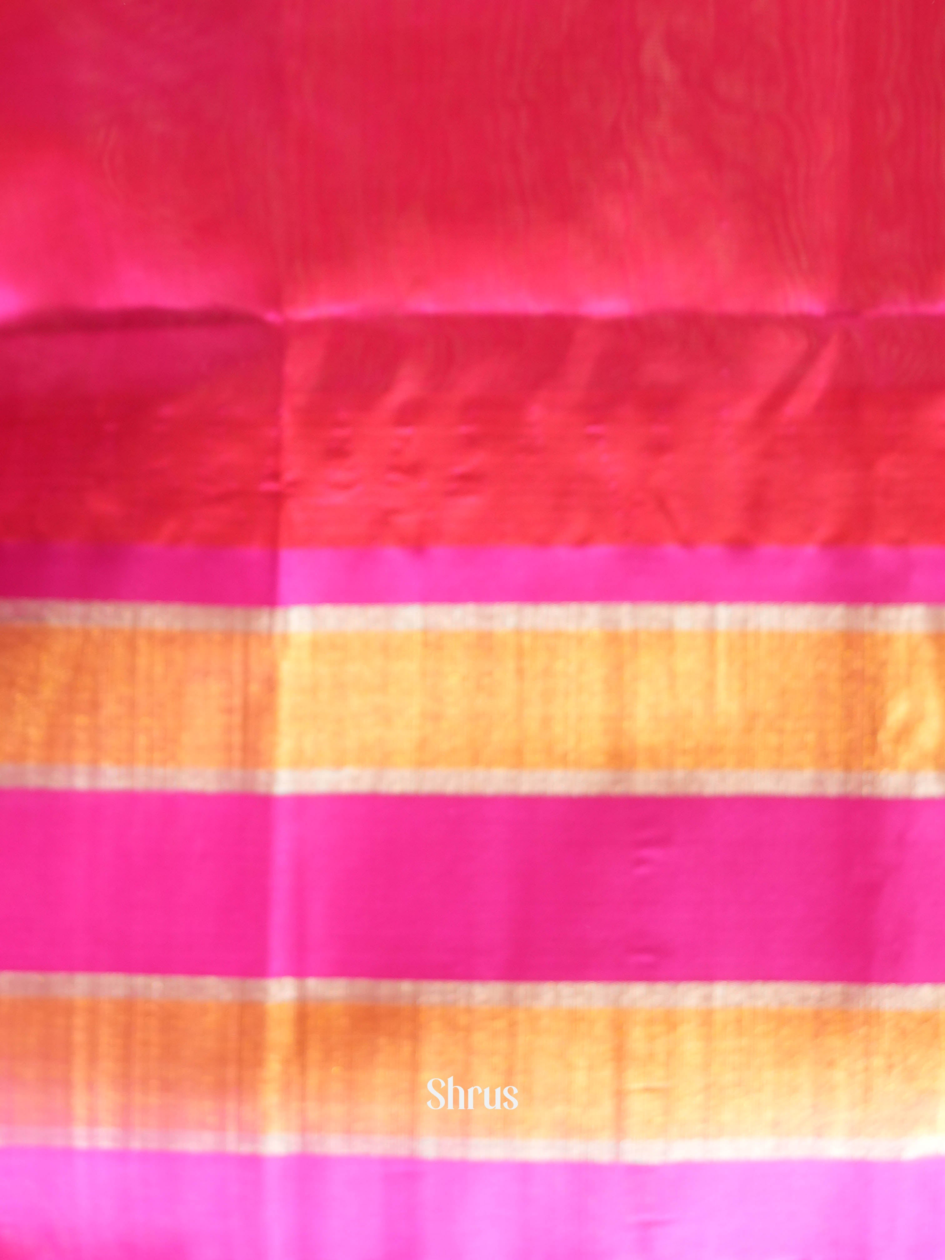 Cream & Pink - Silk Cotton Saree - Shop on ShrusEternity.com