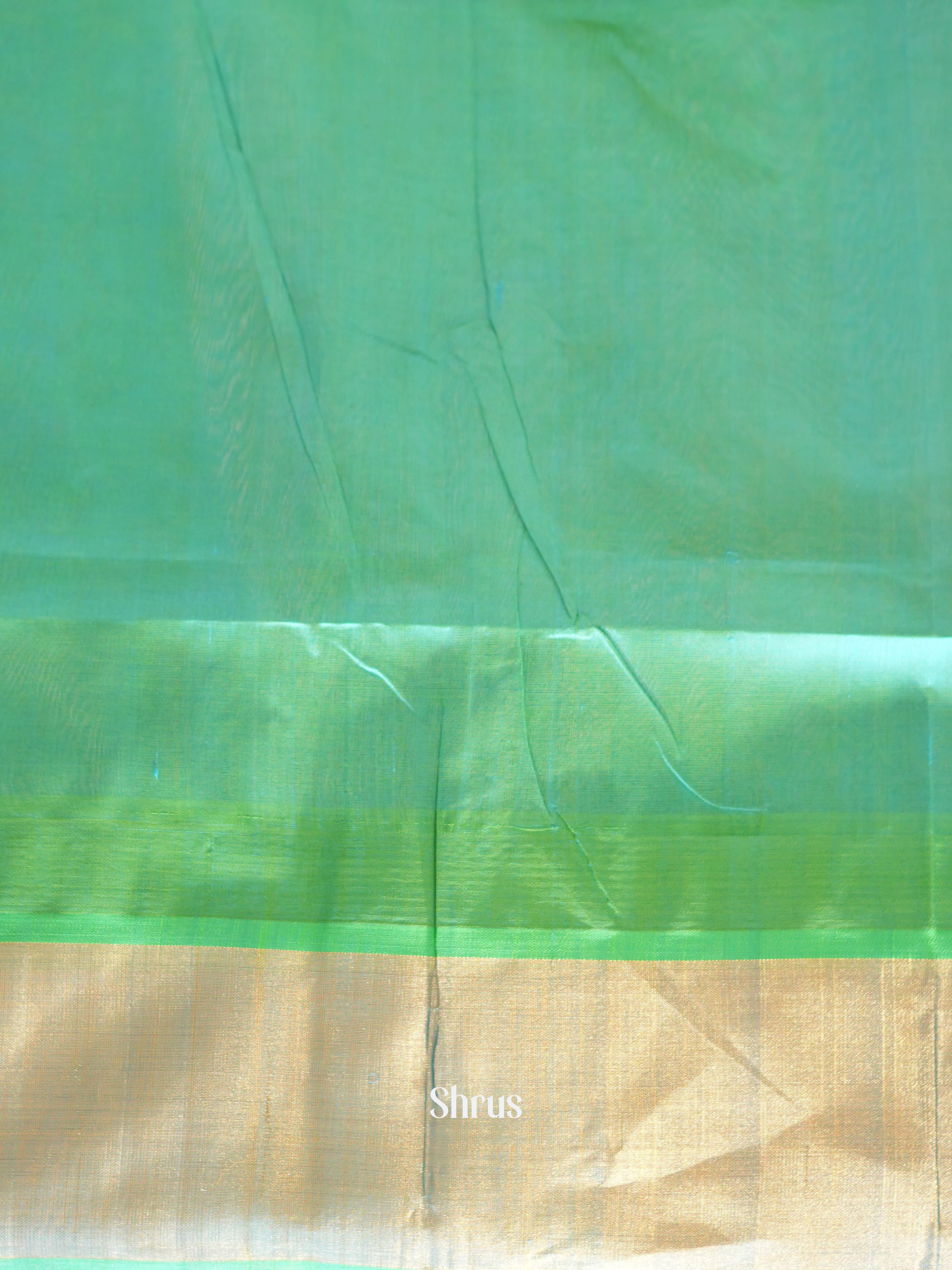 Yellow & Teal - Silk Cotton Saree - Shop on ShrusEternity.com
