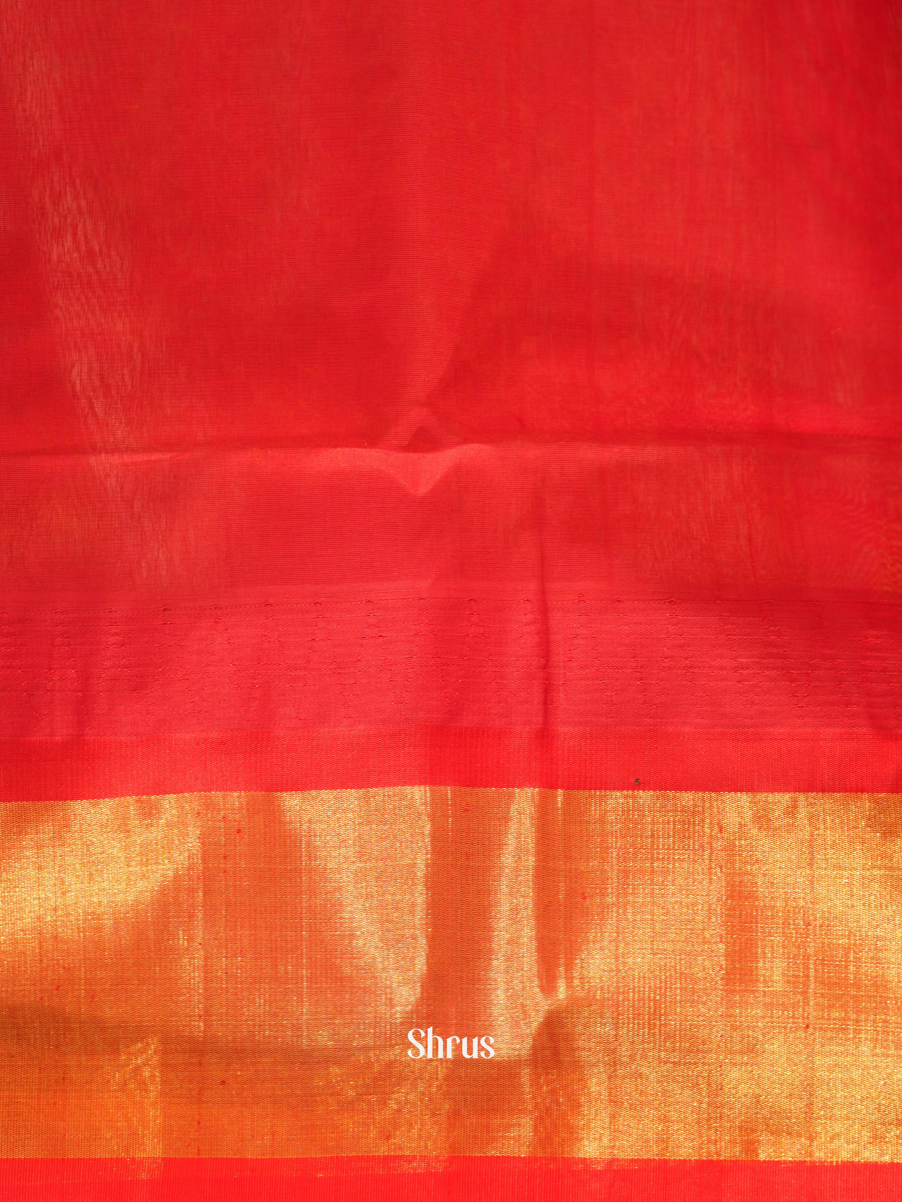 Beige & Red - Silk Cotton Saree - Shop on ShrusEternity.com