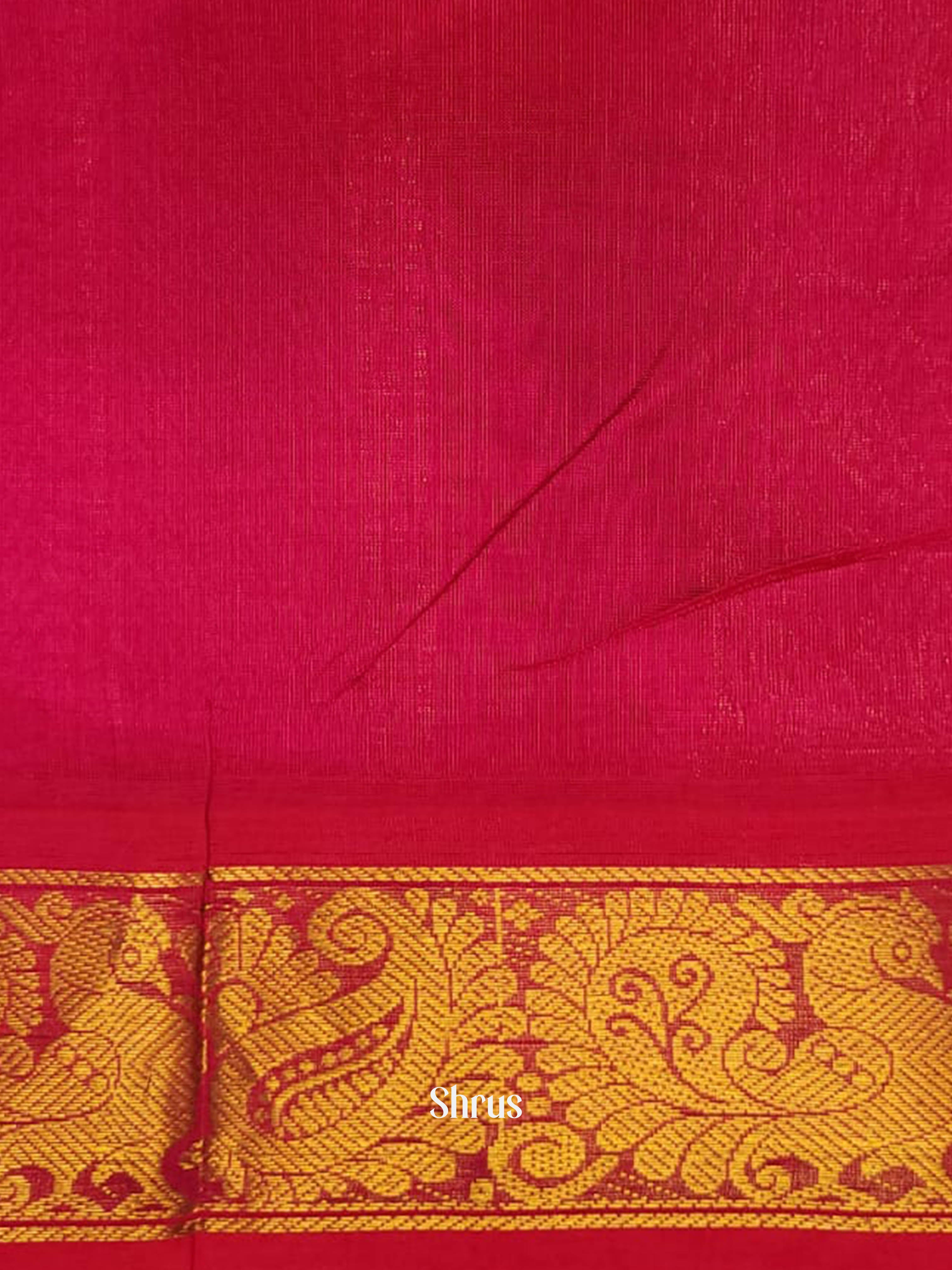 Blue & Pink - Silk Cotton Saree - Shop on ShrusEternity.com