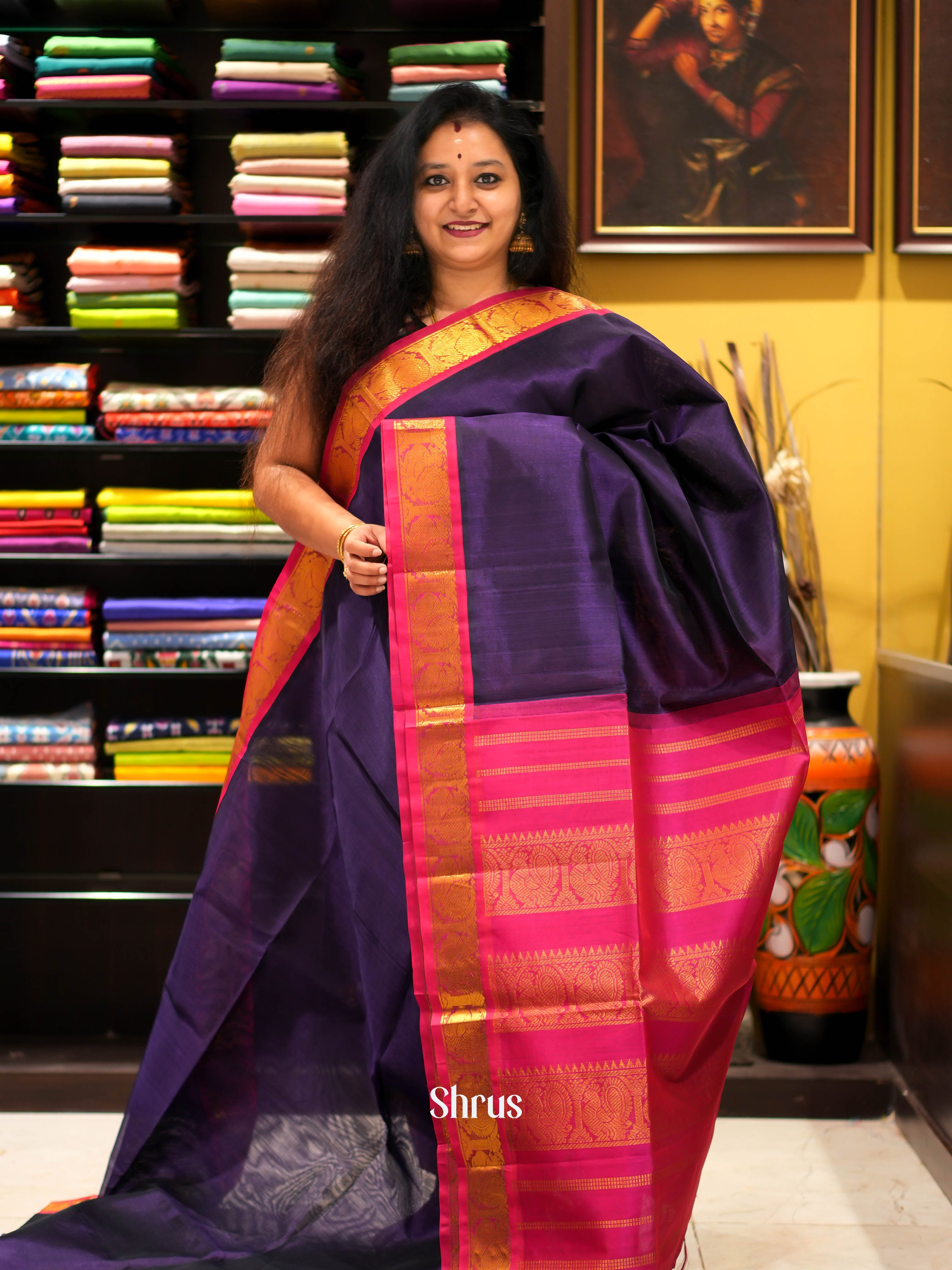 CHS03338 - Silk cotton Saree - Shop on ShrusEternity.com