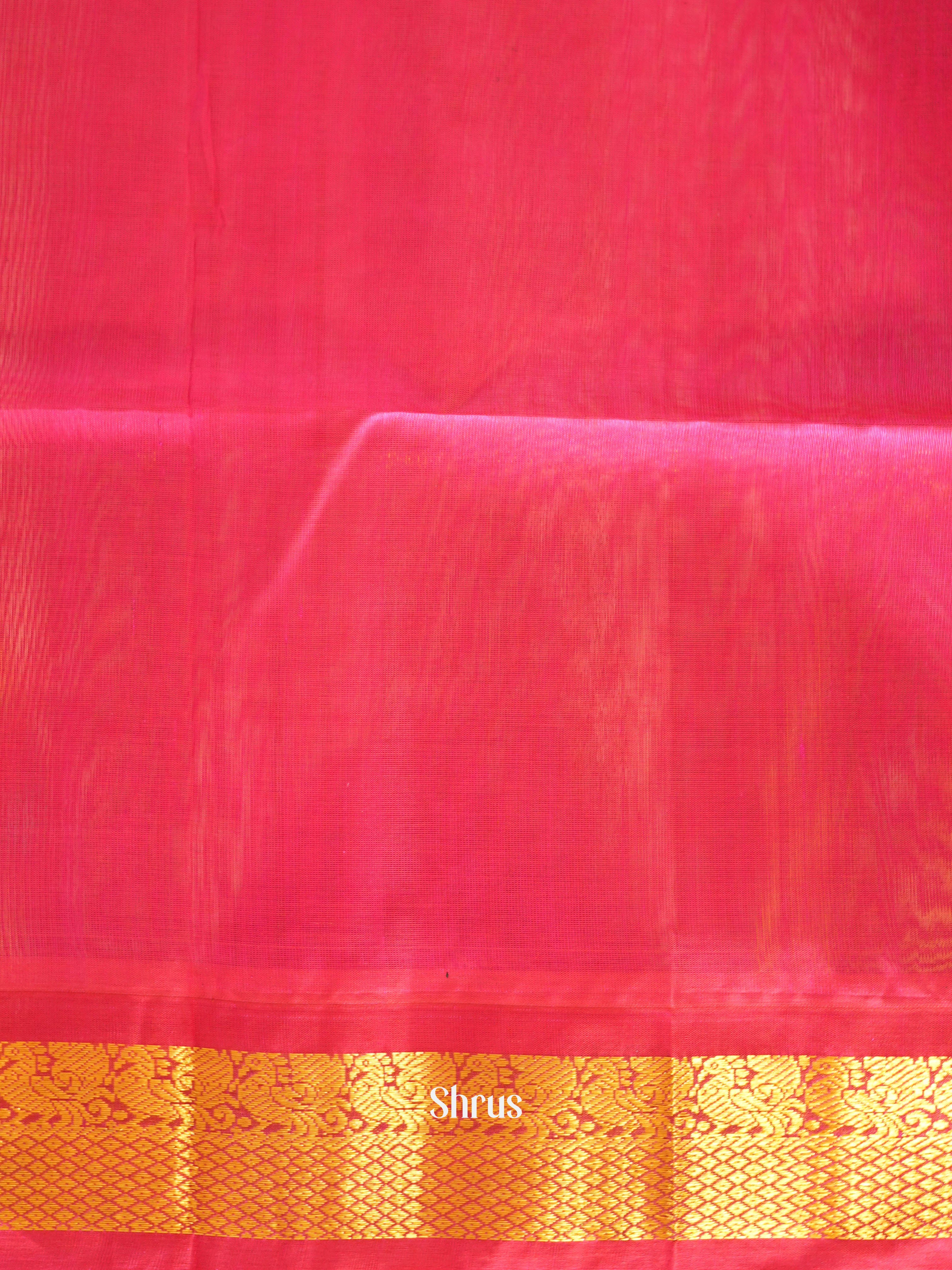 Blue & Pink - Silk Cotton Saree - Shop on ShrusEternity.com