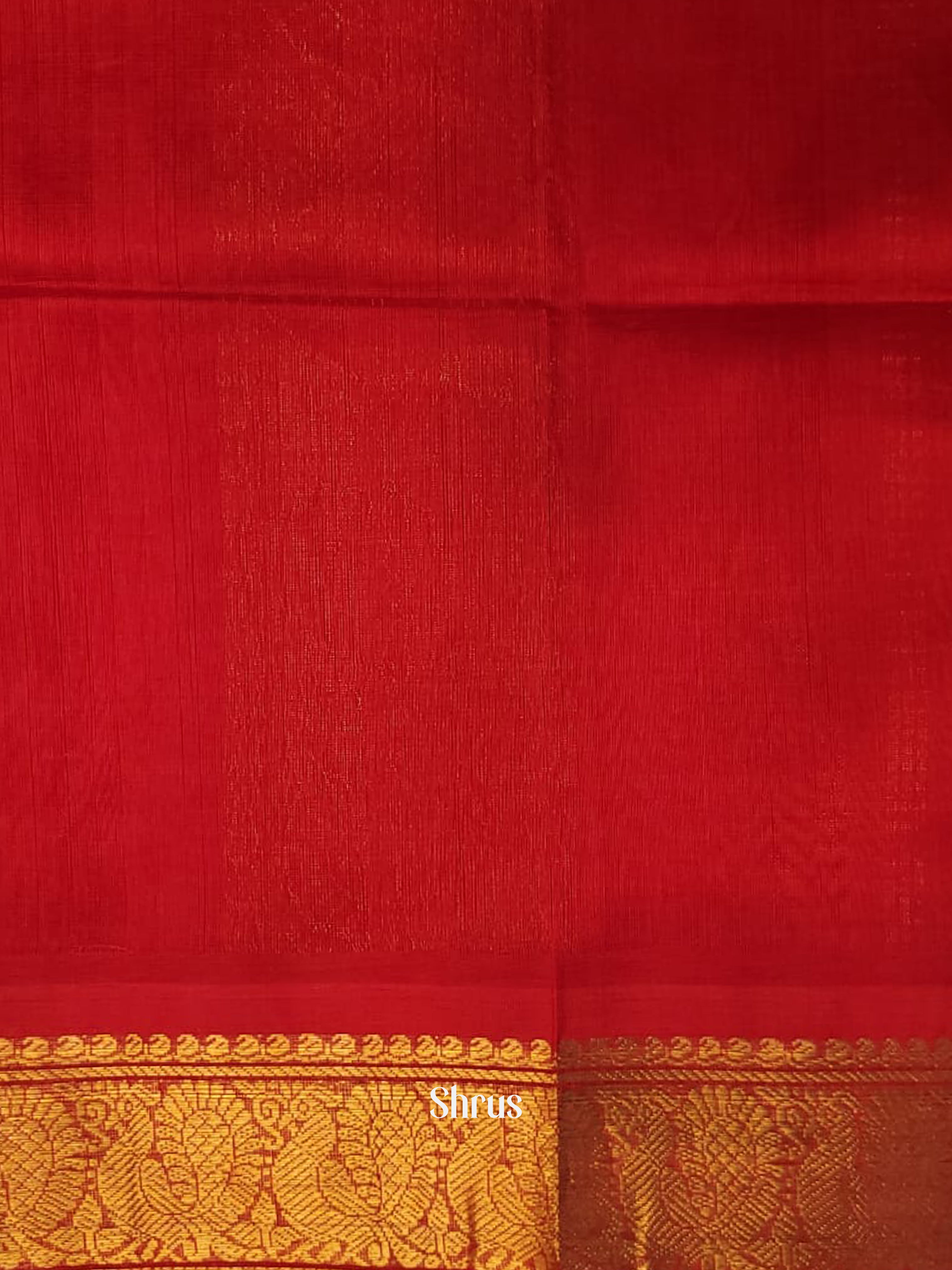 Cream & Red - Silk Cotton Saree - Shop on ShrusEternity.com