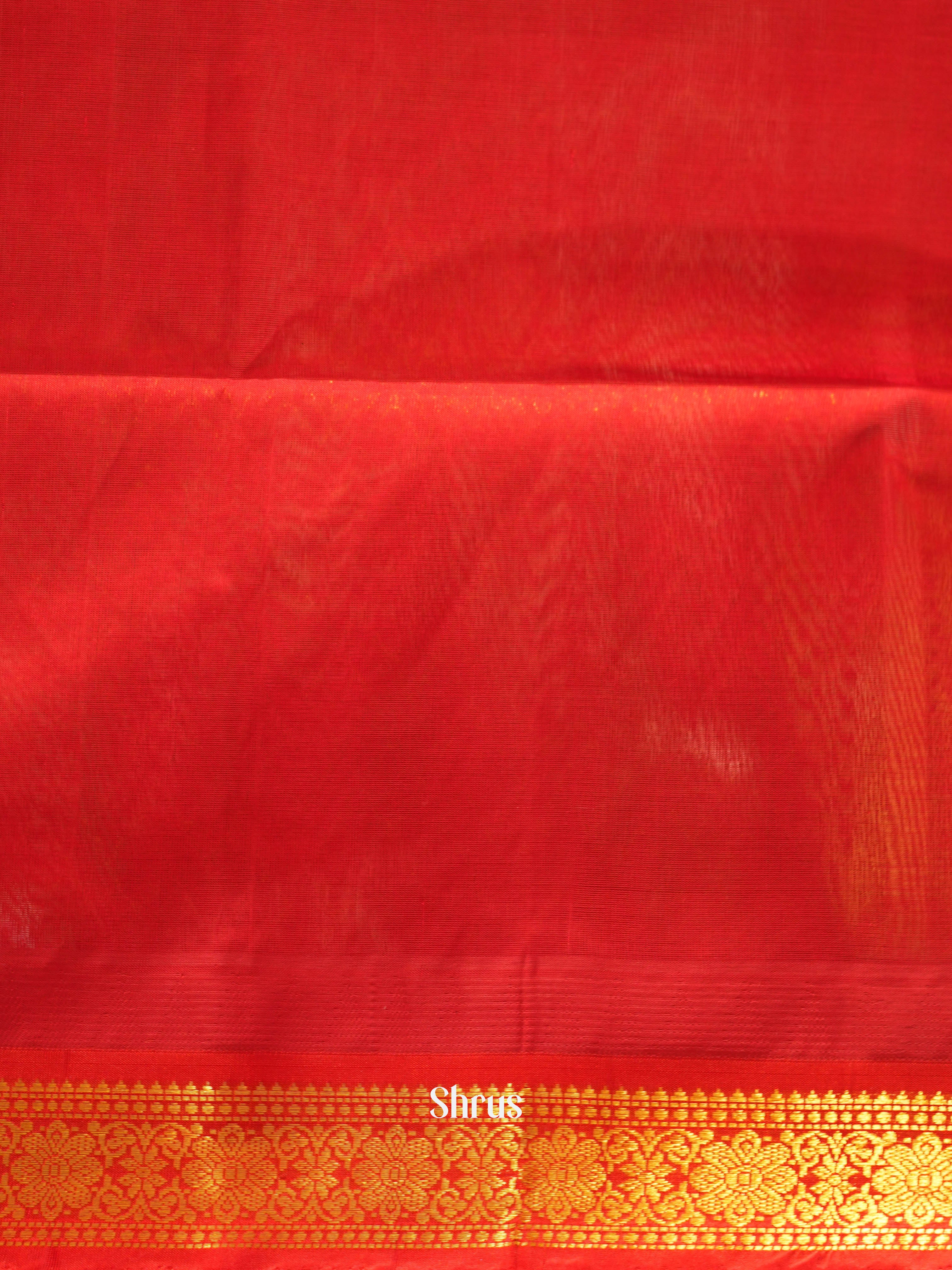 Blue & Red - Silk Cotton Saree - Shop on ShrusEternity.com