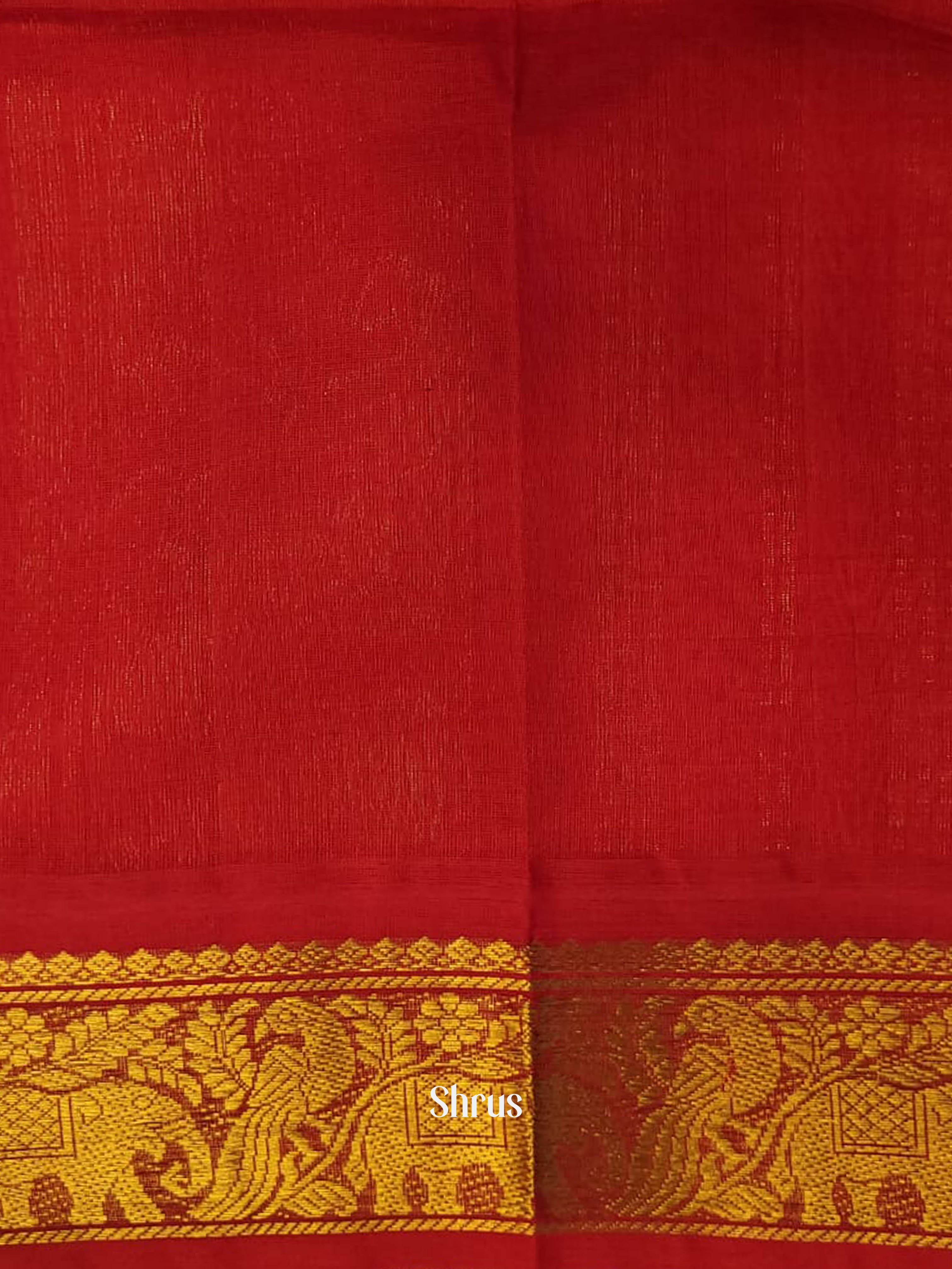 Blue & Red - Silk Cotton Saree - Shop on ShrusEternity.com