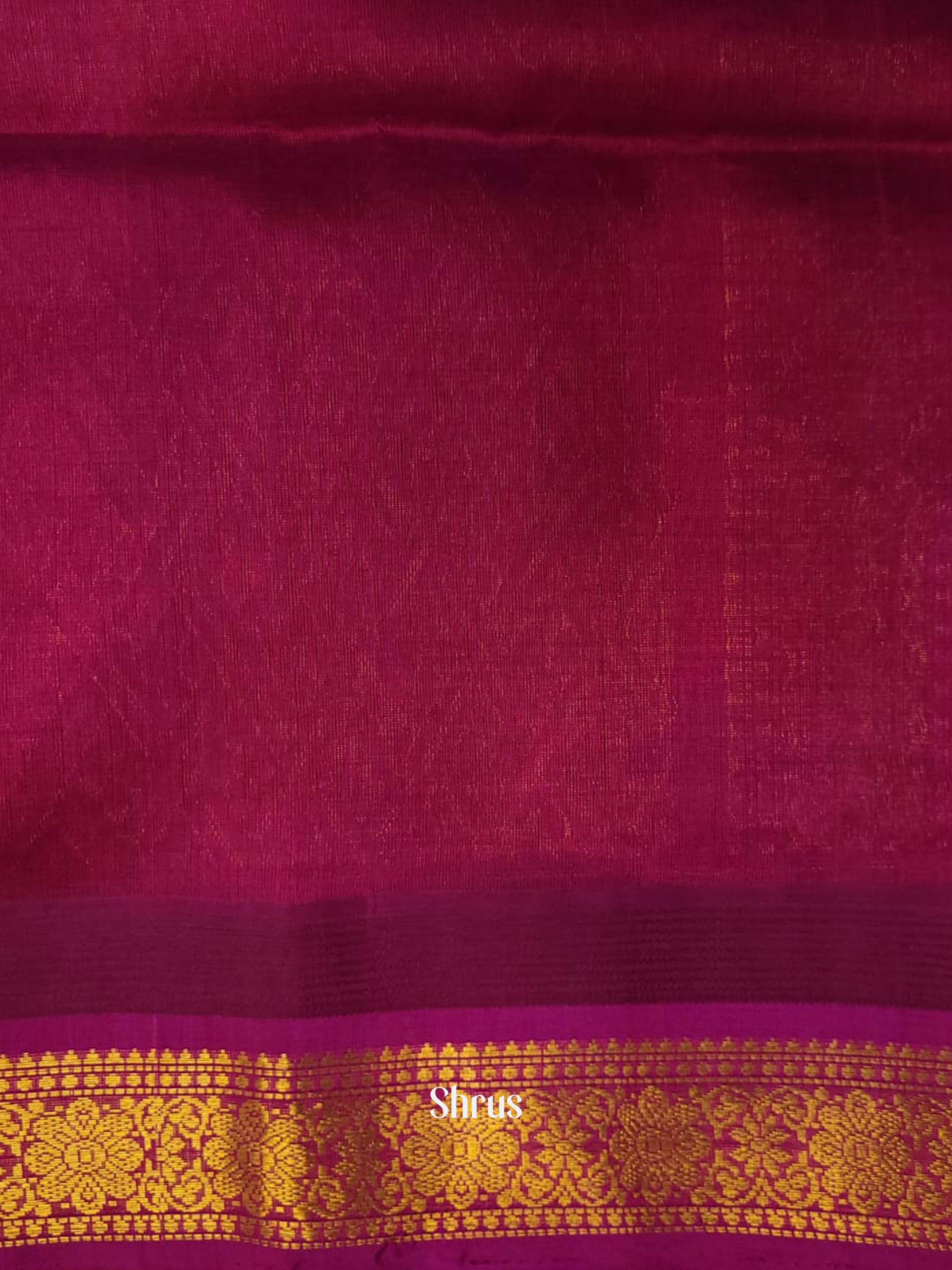 Cream & Pink - Silk Cotton Saree - Shop on ShrusEternity.com