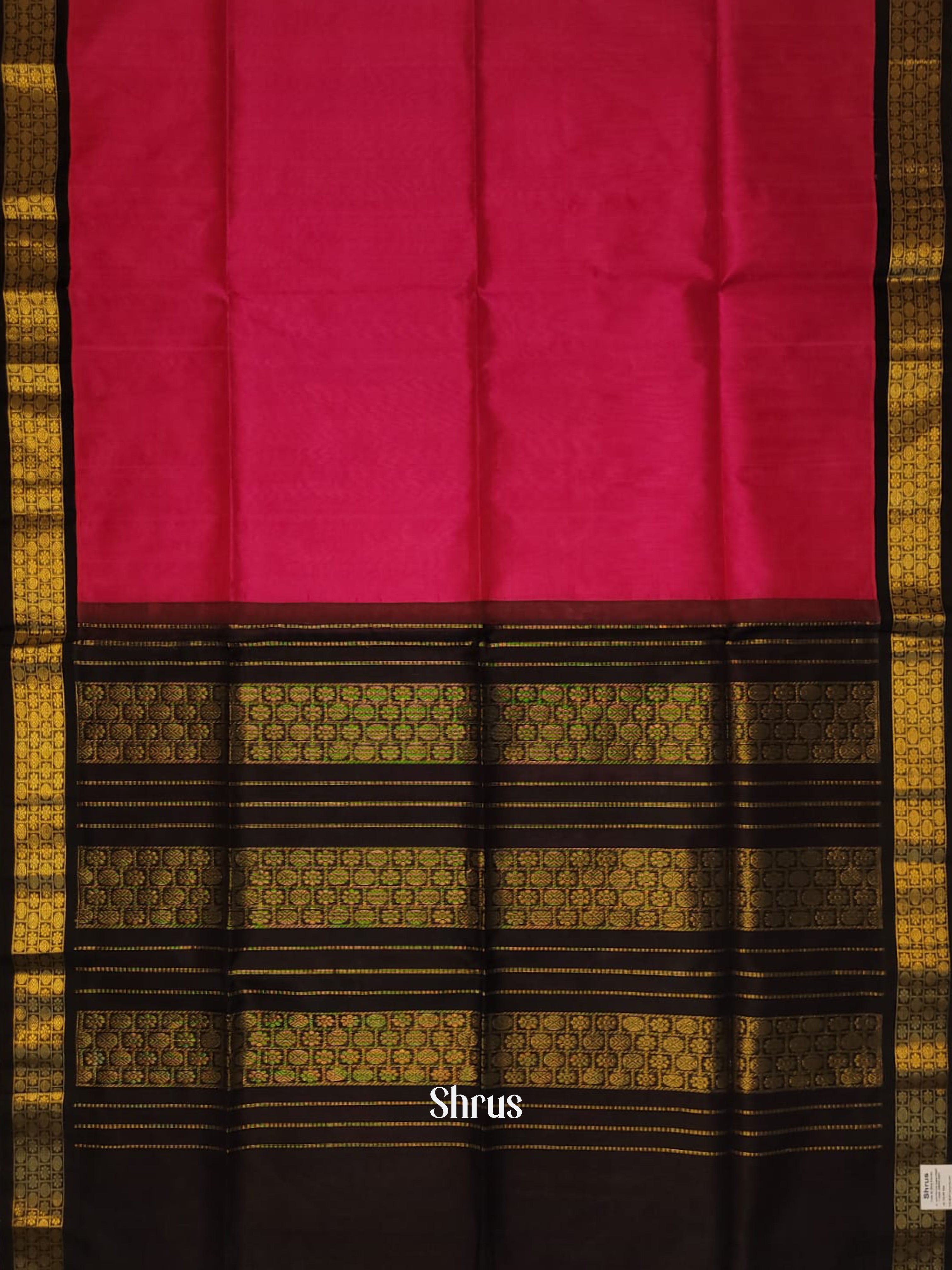 Pink & Black - Silk Cotton Saree - Shop on ShrusEternity.com