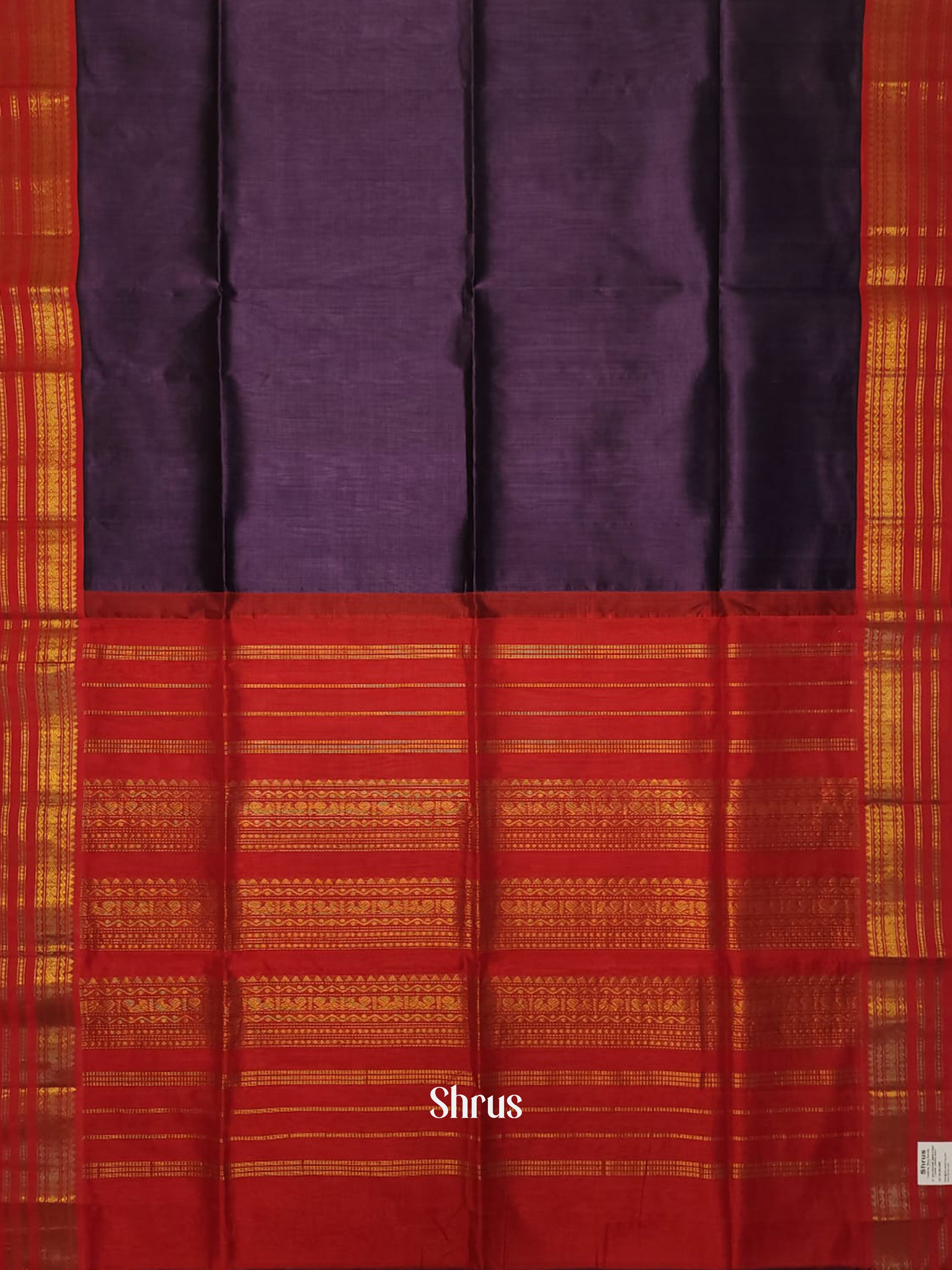 Mild Lavender & Red - Silk Cotton Saree - Shop on ShrusEternity.com